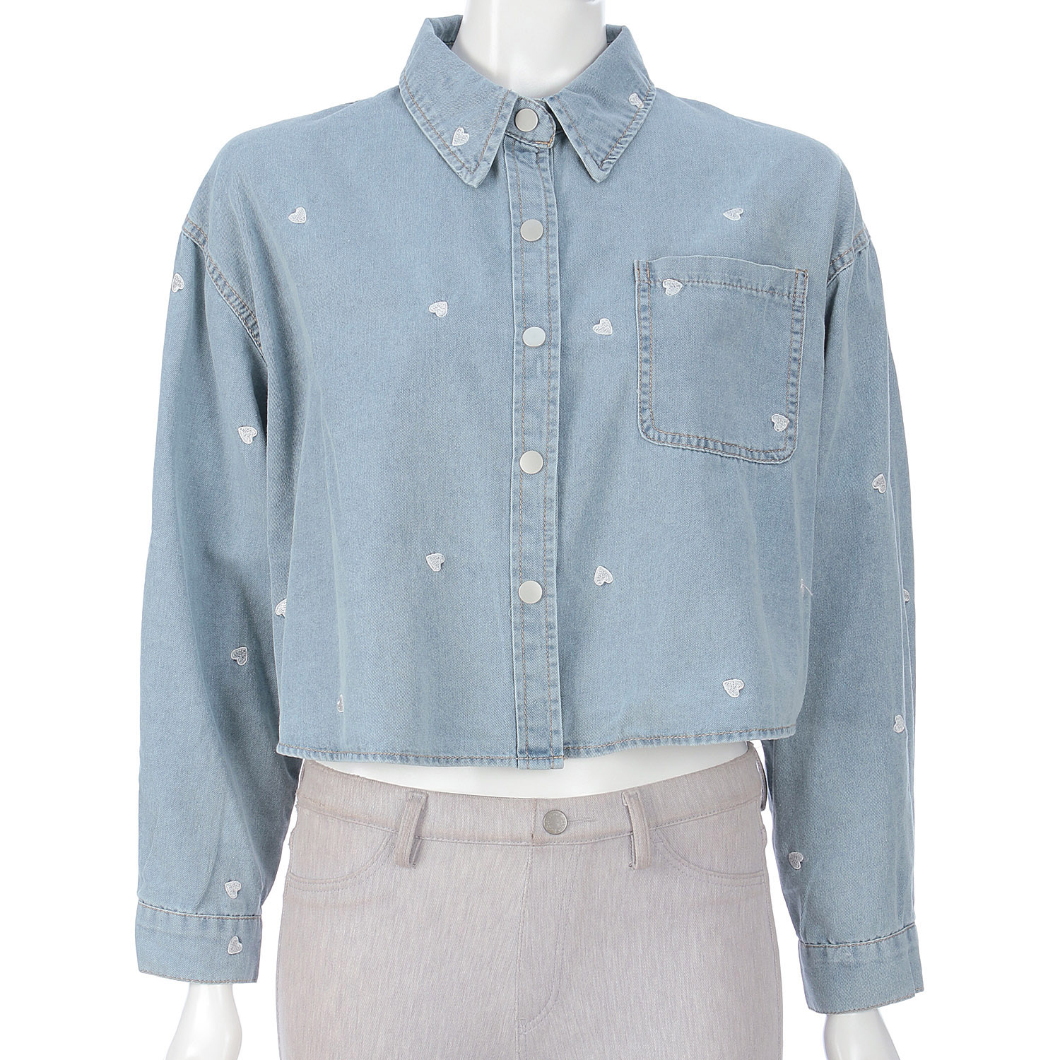 ハートデザインデニムシャツ