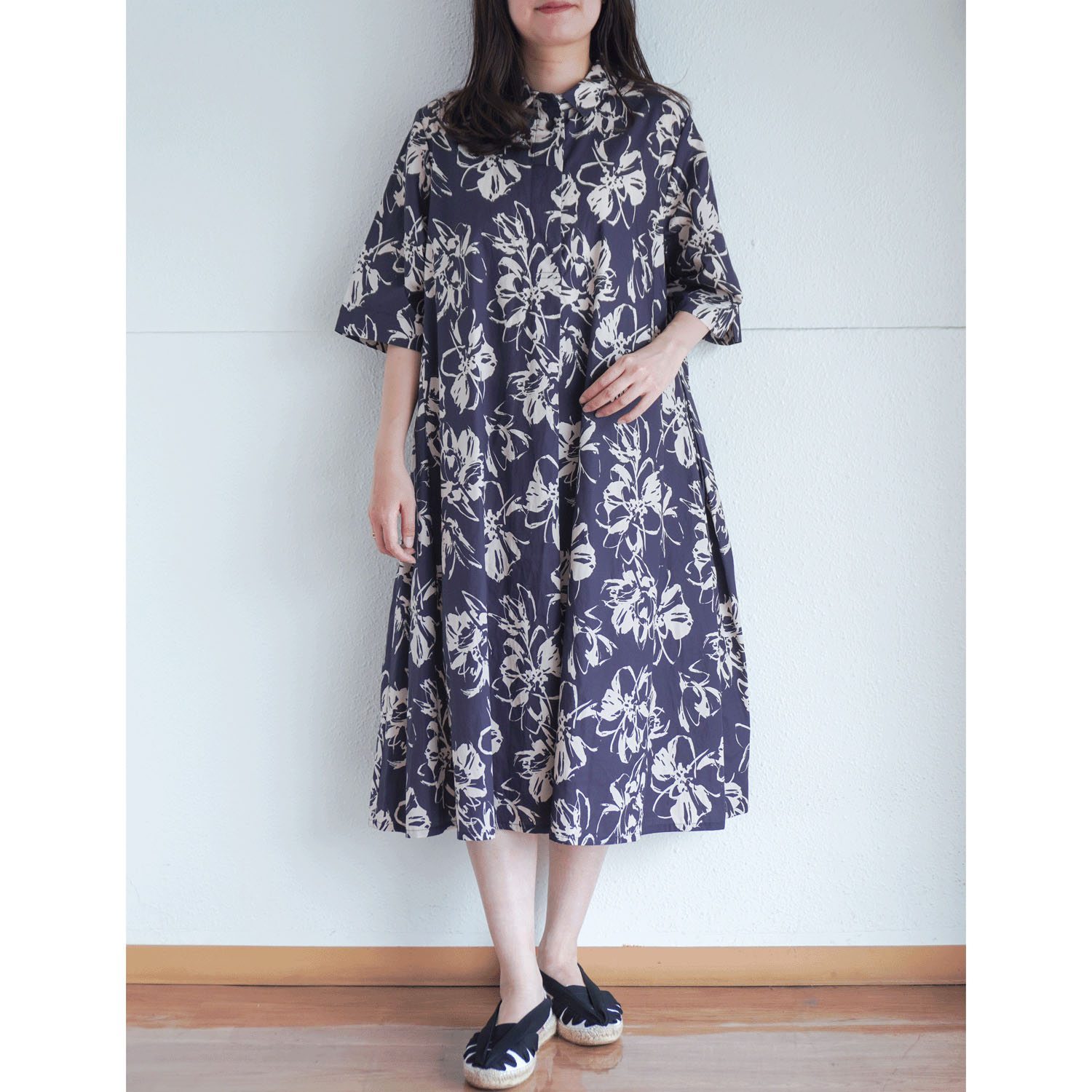 40ブロードインクジェットプリントワンピース