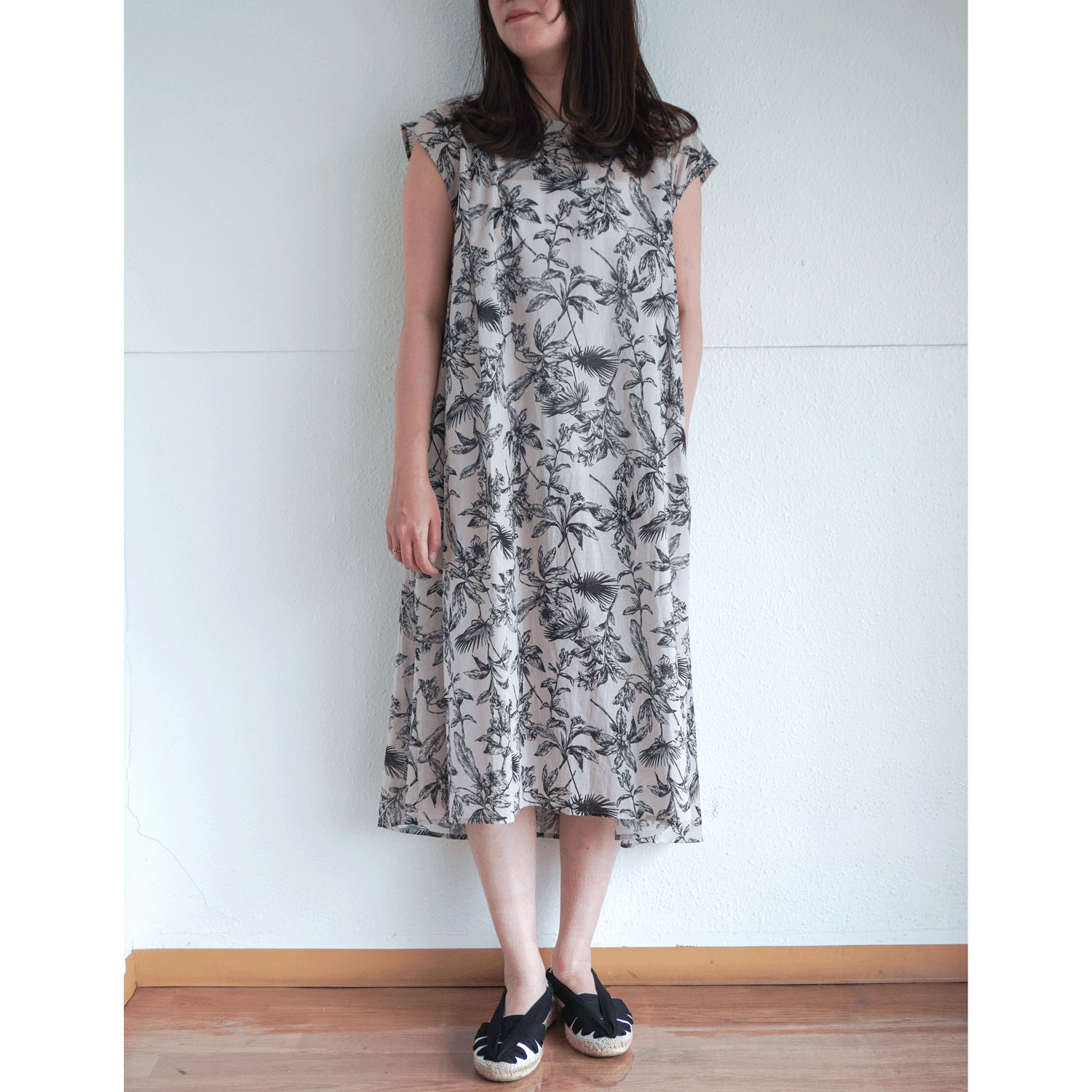 60ローンインクジェットプリントワンピース