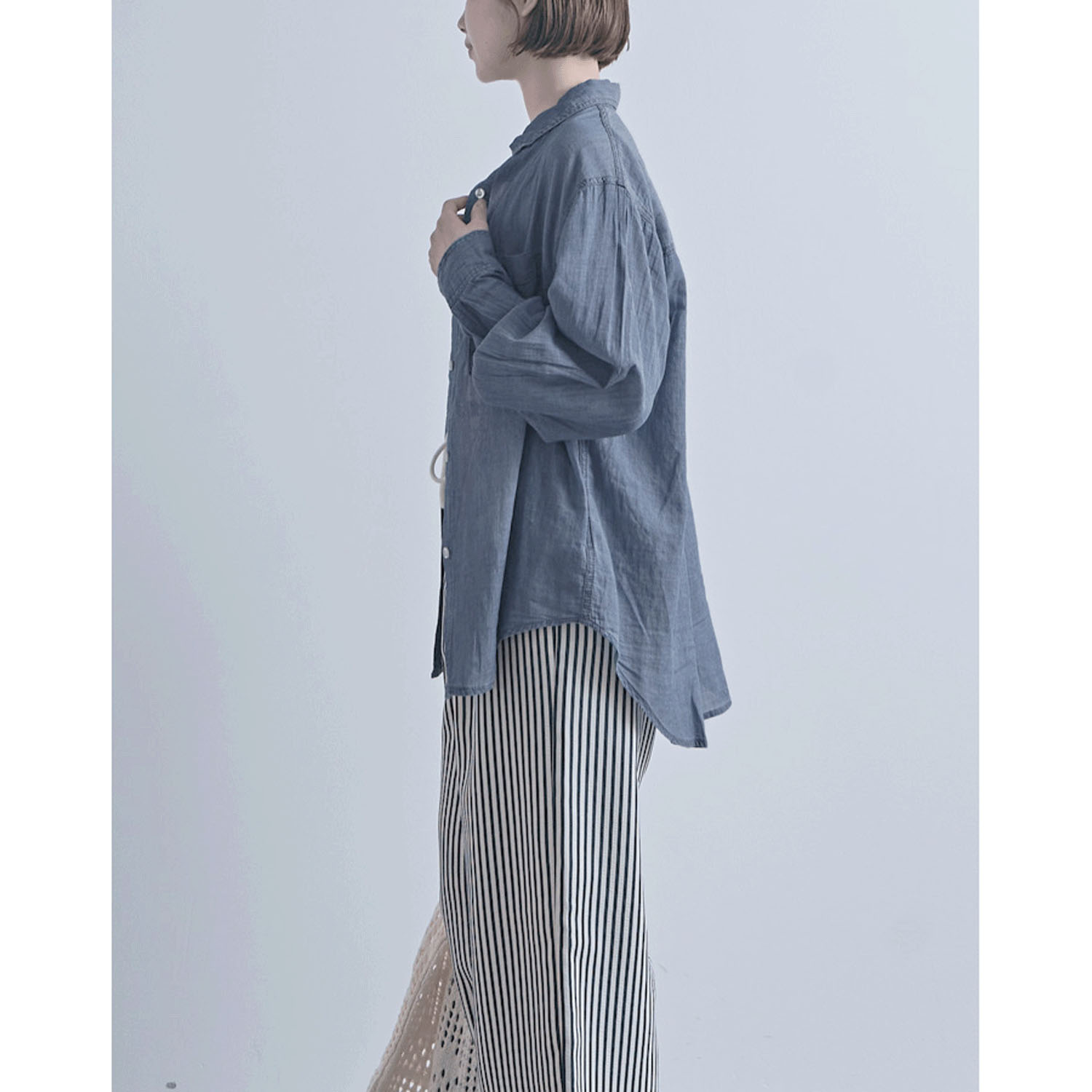 シアーデニム胸両ポケシャツ - 画像13