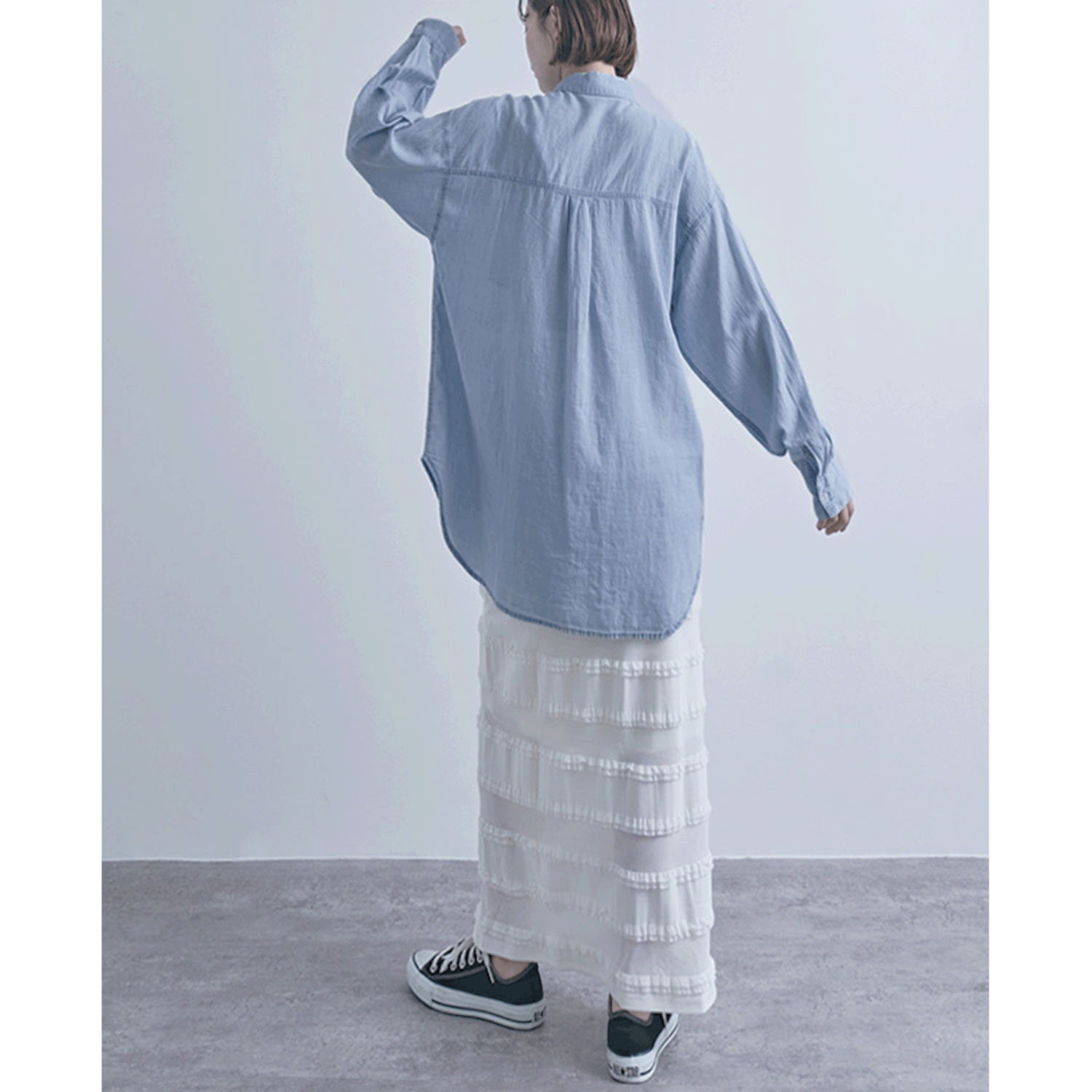 シアーデニム胸両ポケシャツ - 画像7