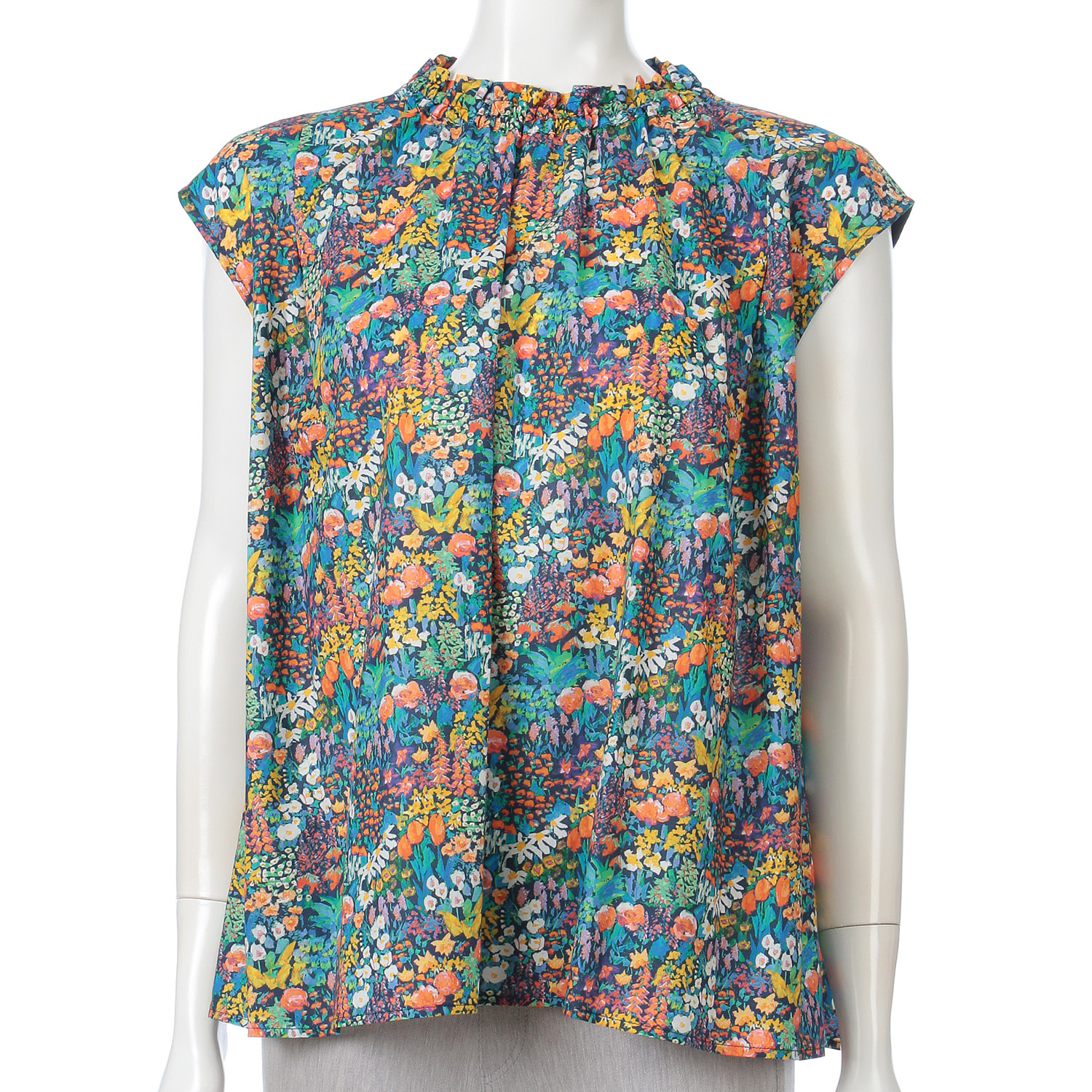 リバティフラワープリント柄ブラウス