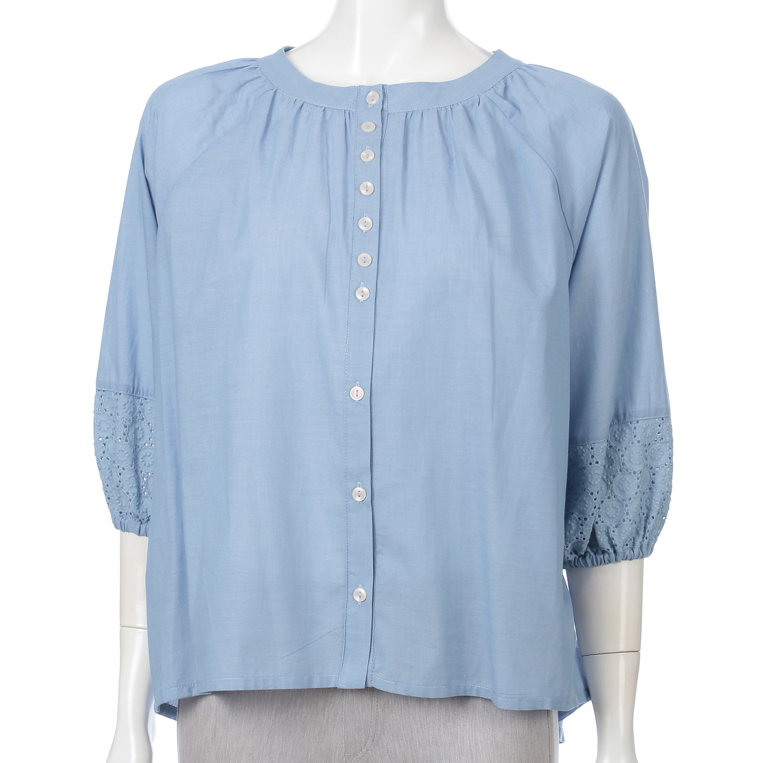 ダンガリーレース切替ブラウス - 画像5