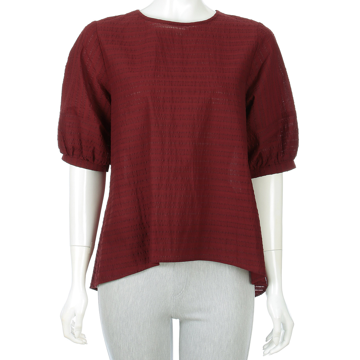 綿リップルシャドーボーダーチュニック - 画像1