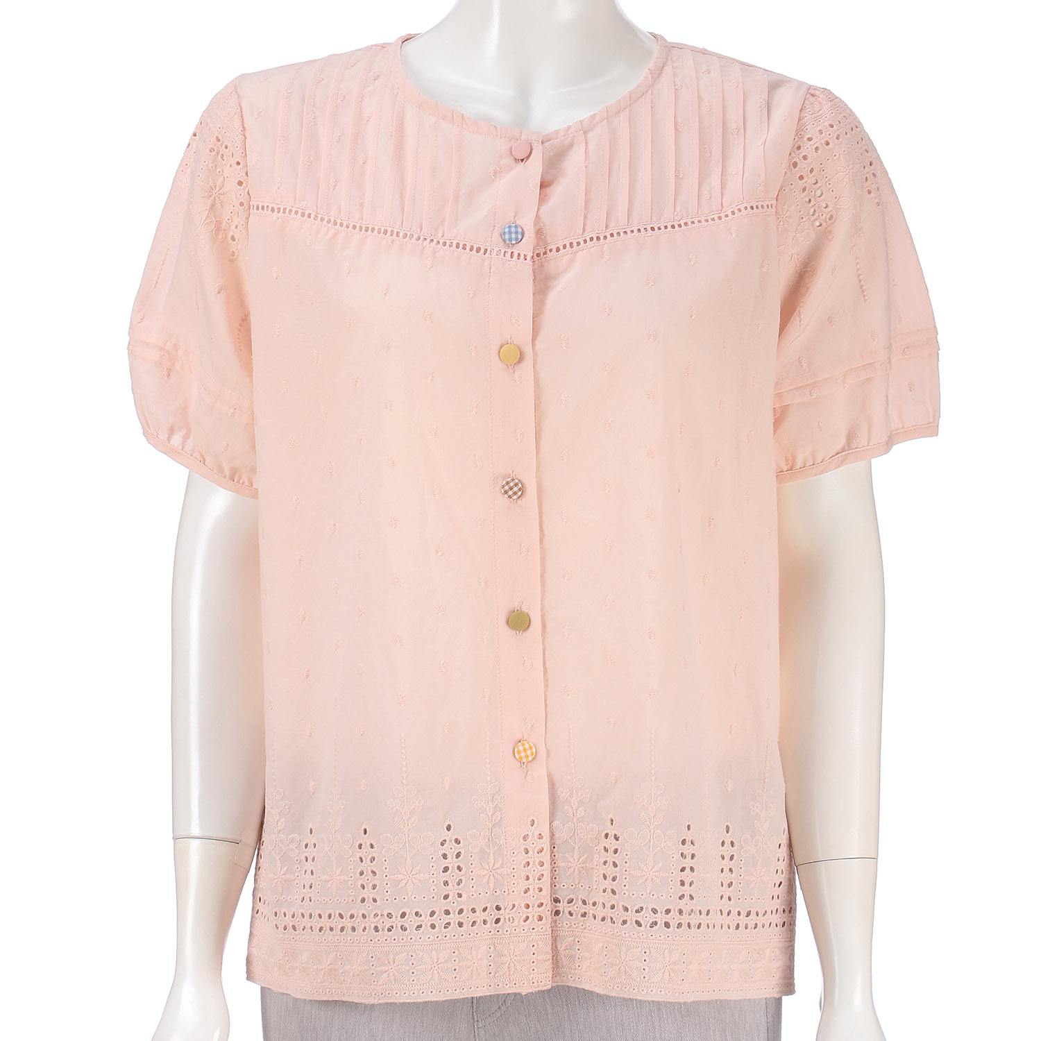 カラフル釦刺繍ブラウス - 画像1