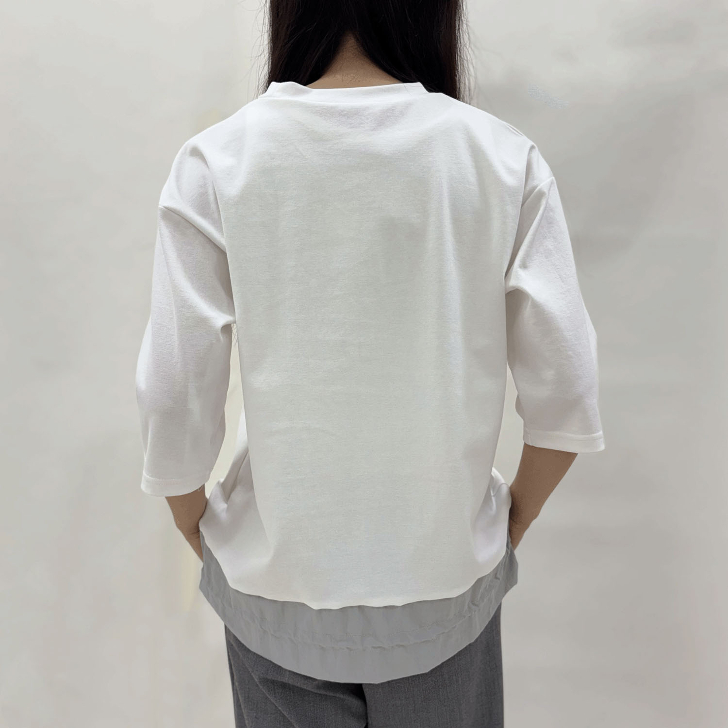 裾ドロスト切替Tシャツ - 画像3