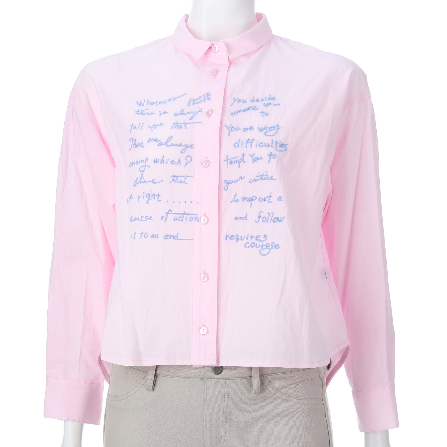 綿ワッシャーロゴ刺繍ブラウス - 画像4