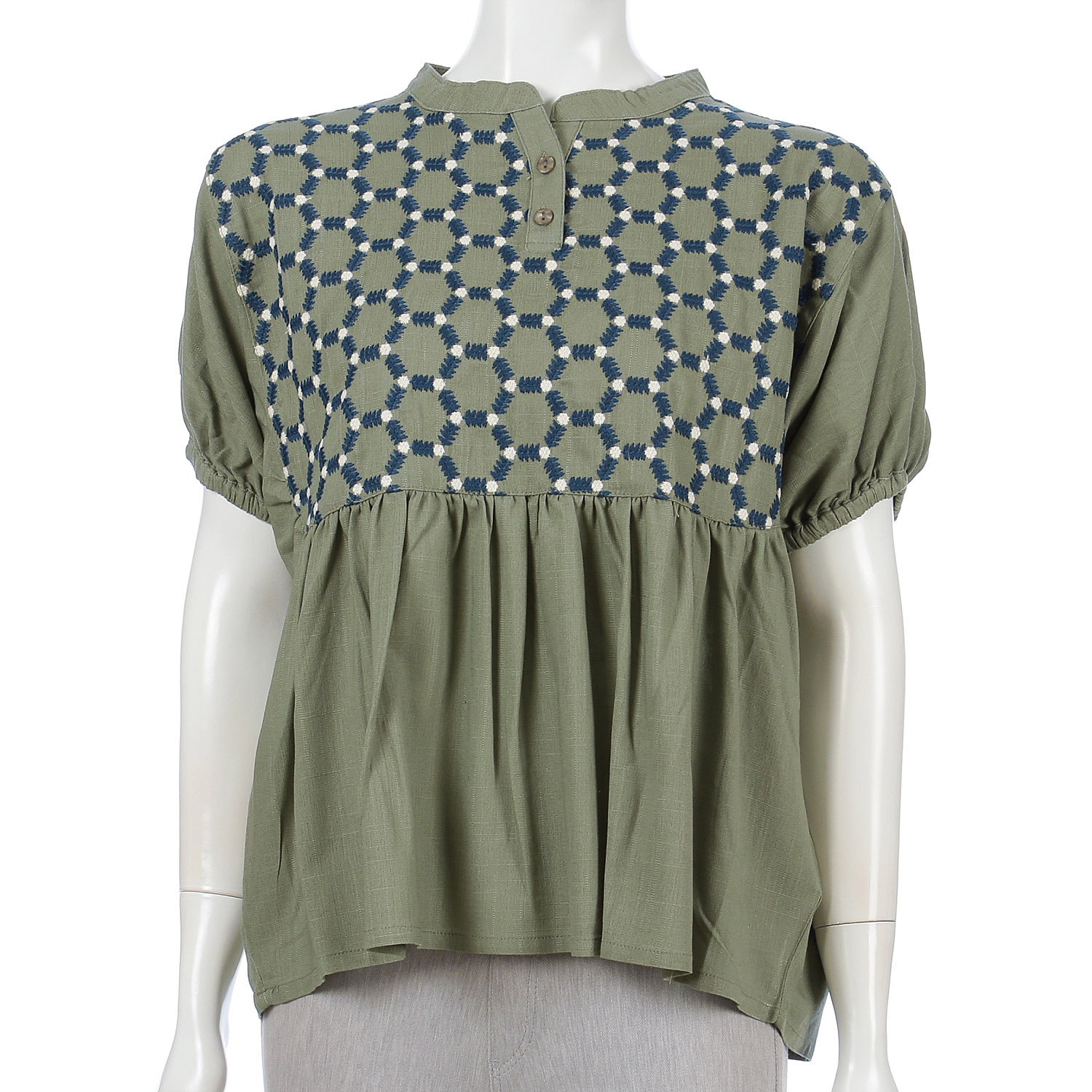 刺繍ギャザー入りドルマンブラウス - 画像6