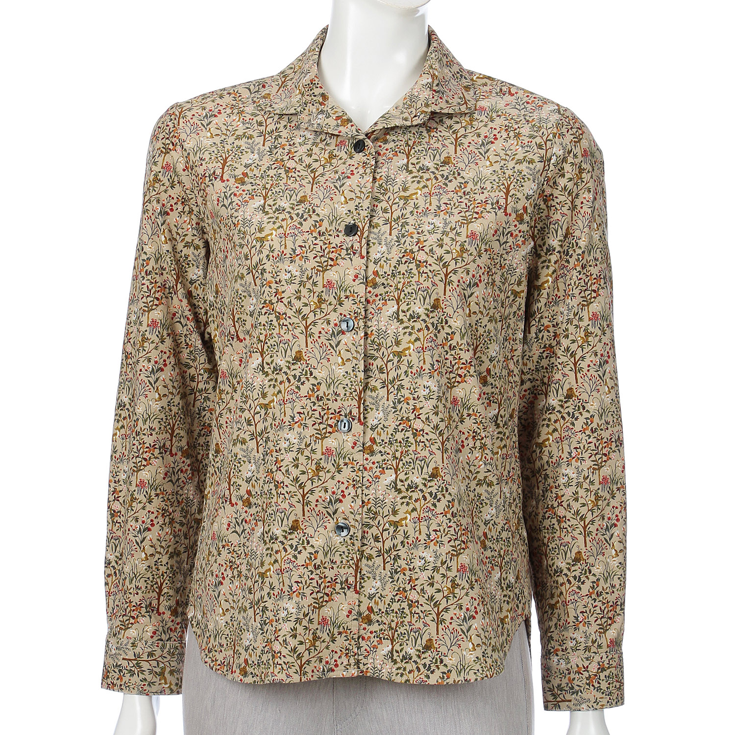 コール天プリントシャツ