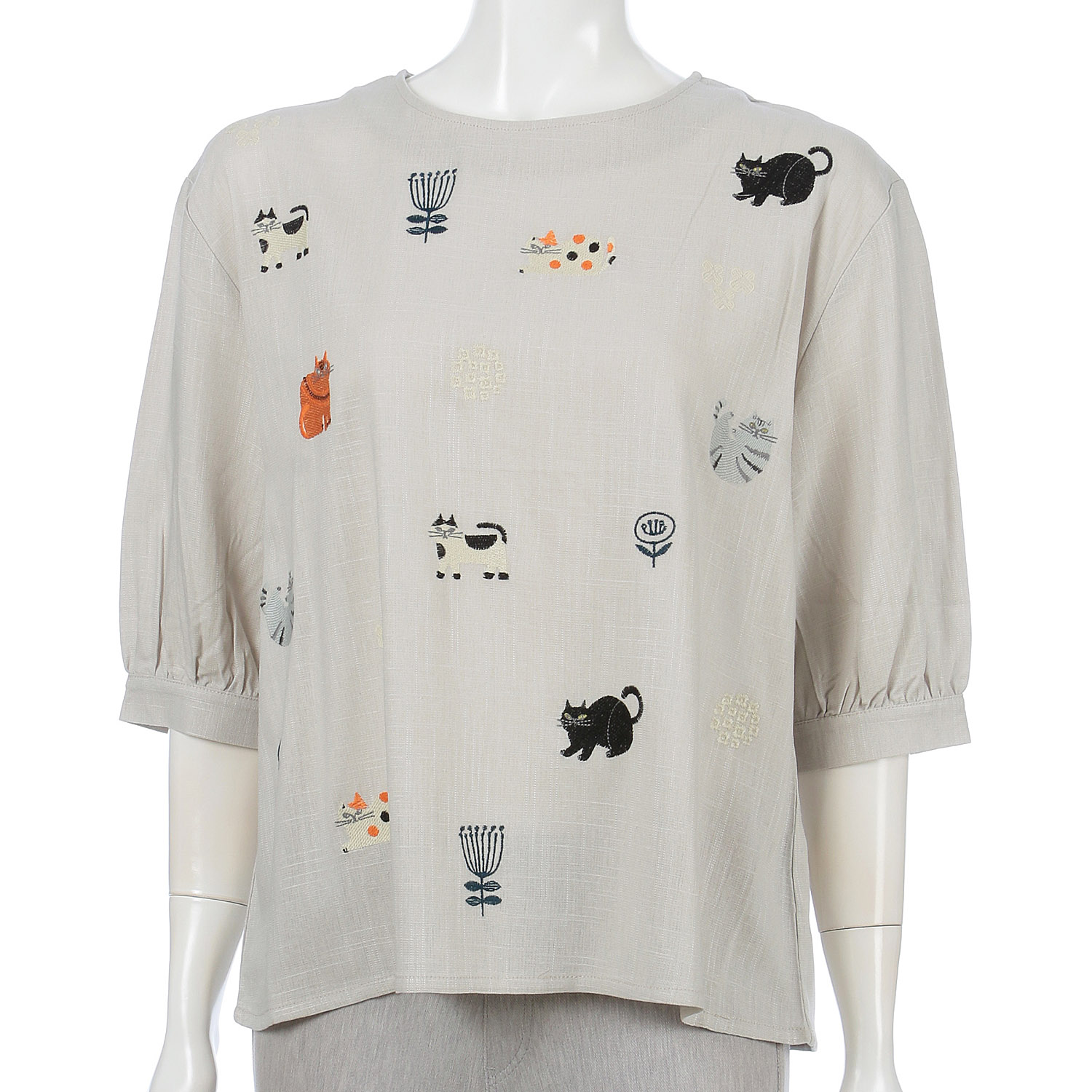 猫刺繍ブラウス - 画像2