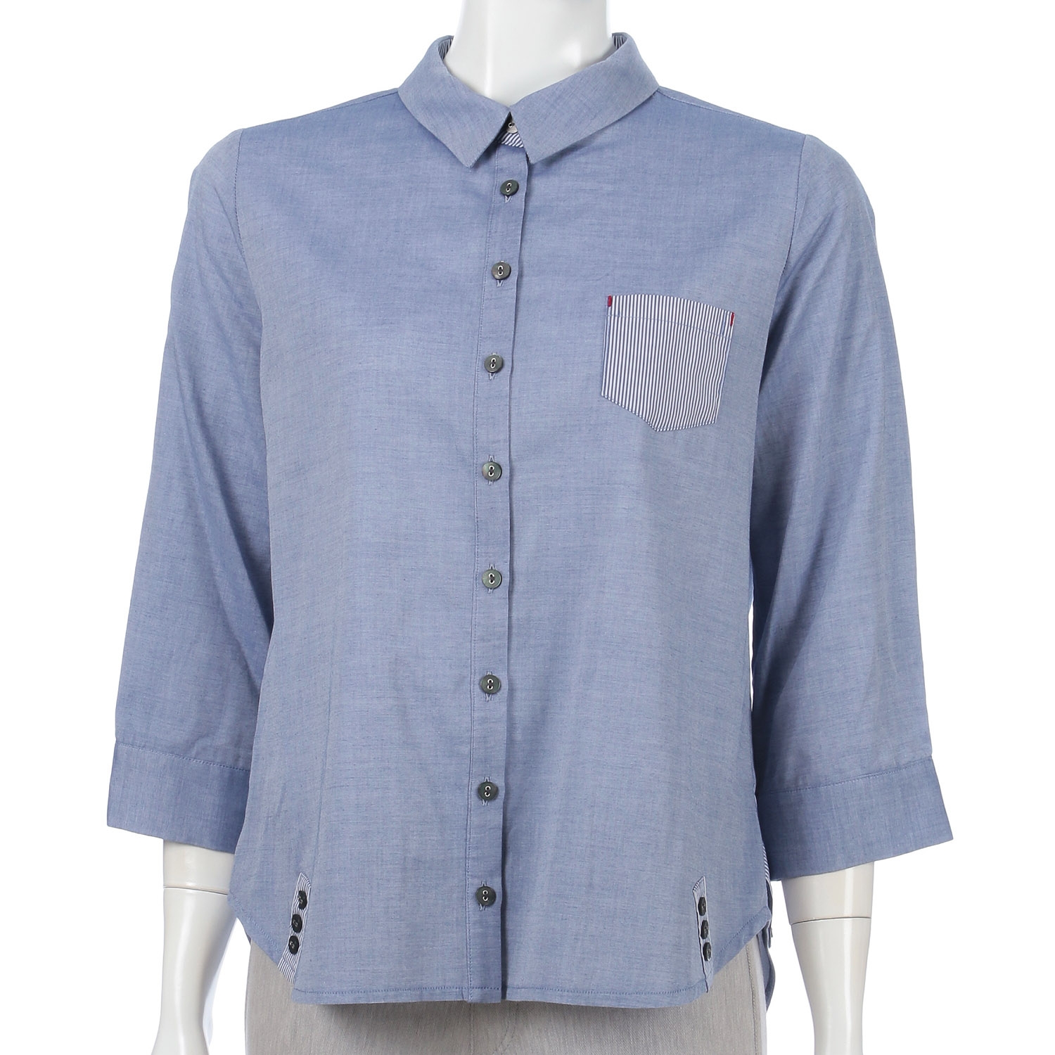 ダンガリー配色ブラウス