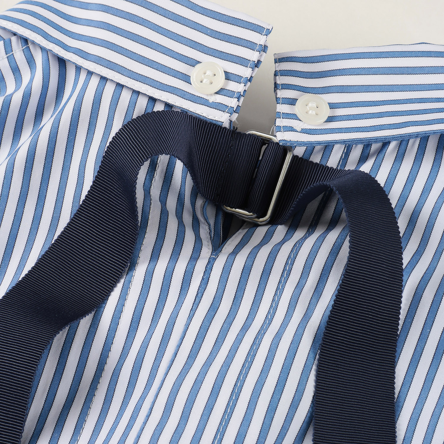 ストライプ柄後リボン付Aラインブラウス - 画像4