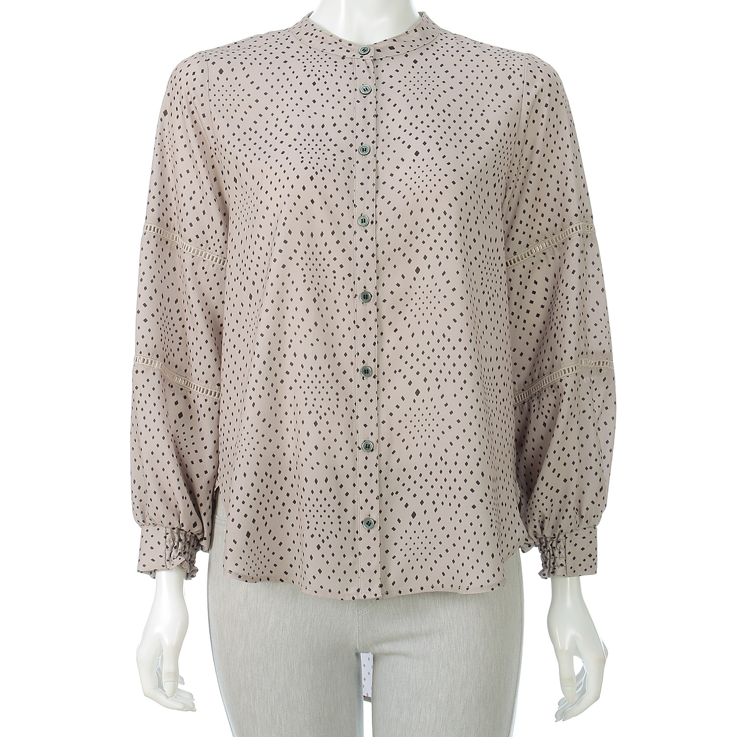 プリント袖シャーリングブラウス - 画像2