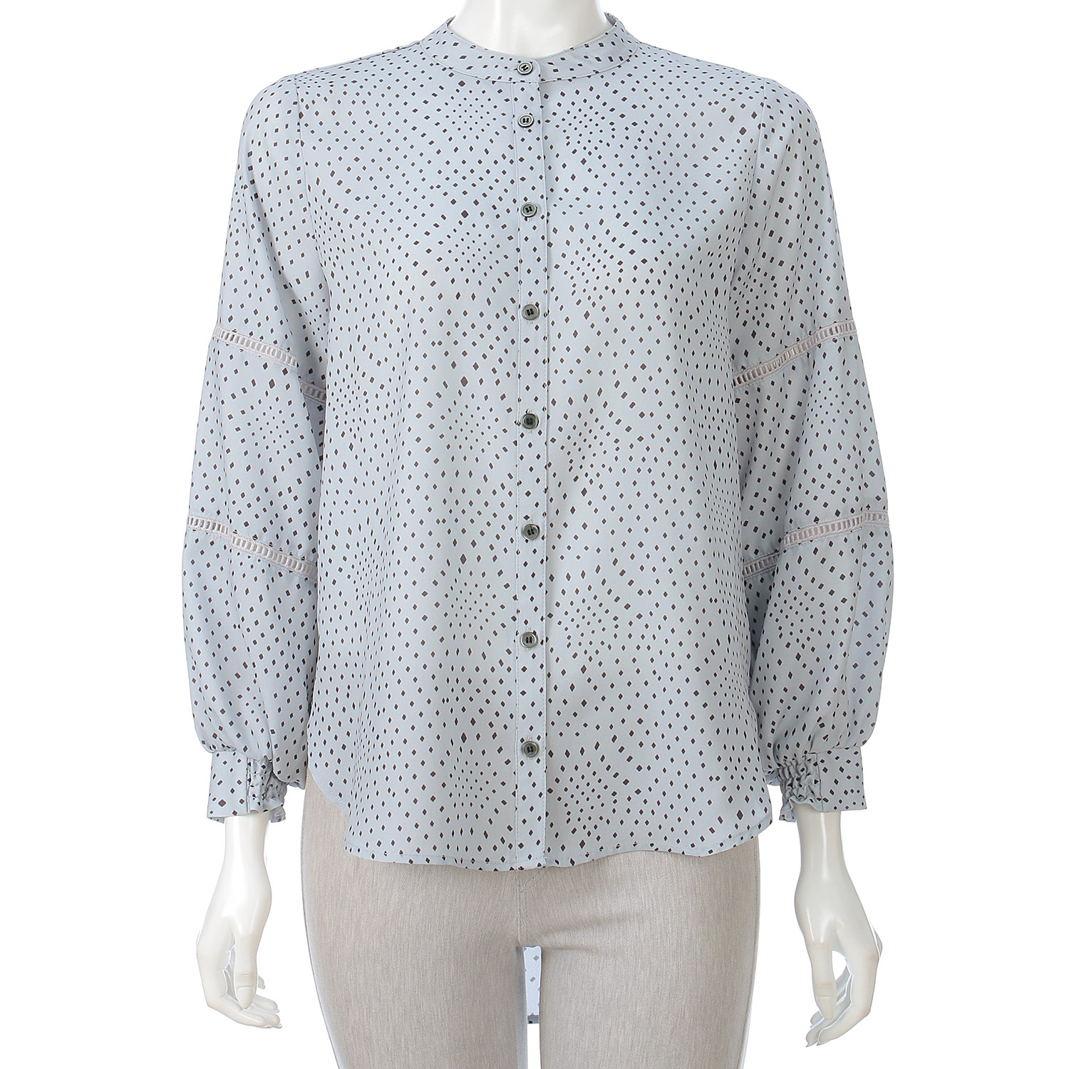 プリント袖シャーリングブラウス - 画像3