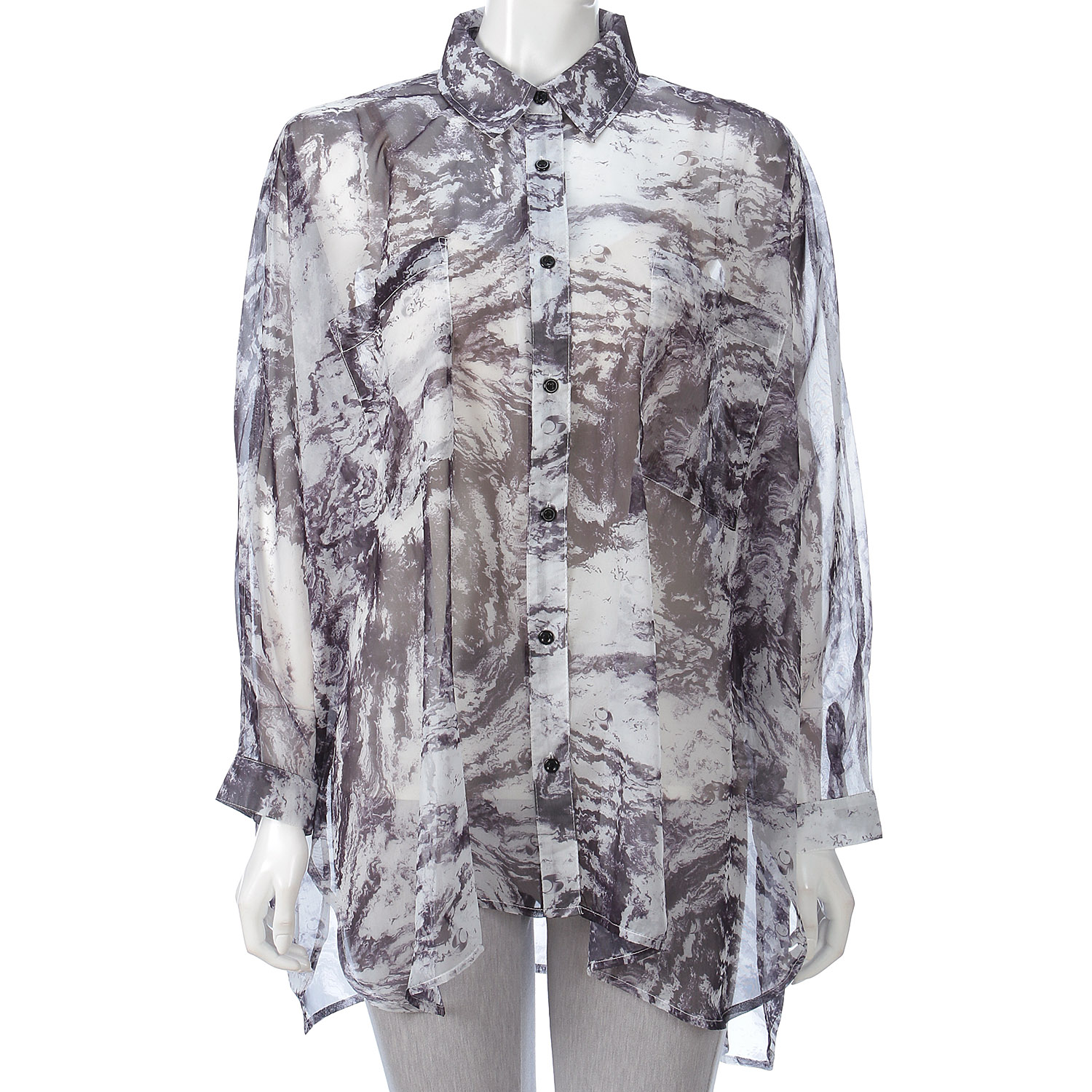 シアー柄ドルマンシャツ