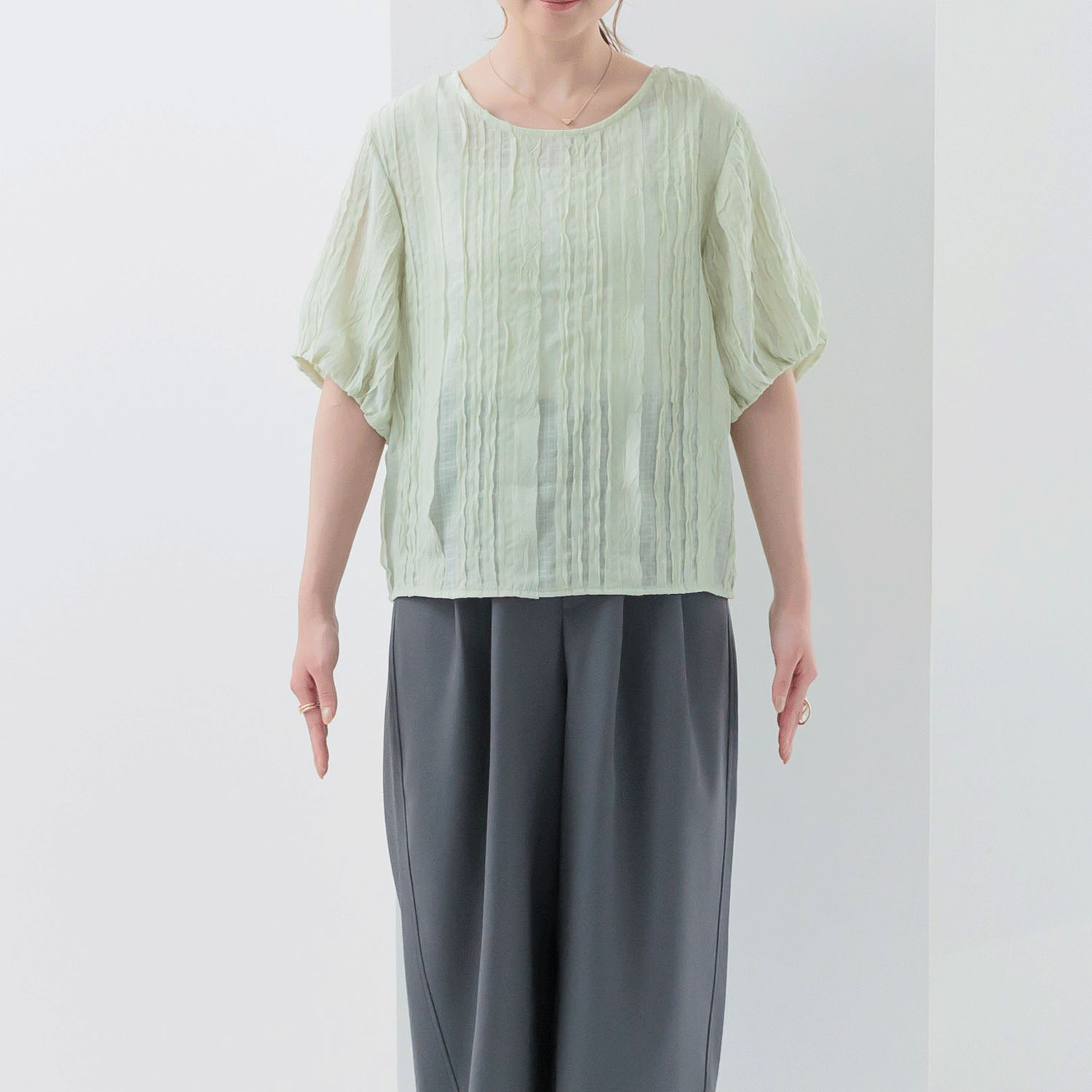 【my life】パフスリーブ半袖ブラウス