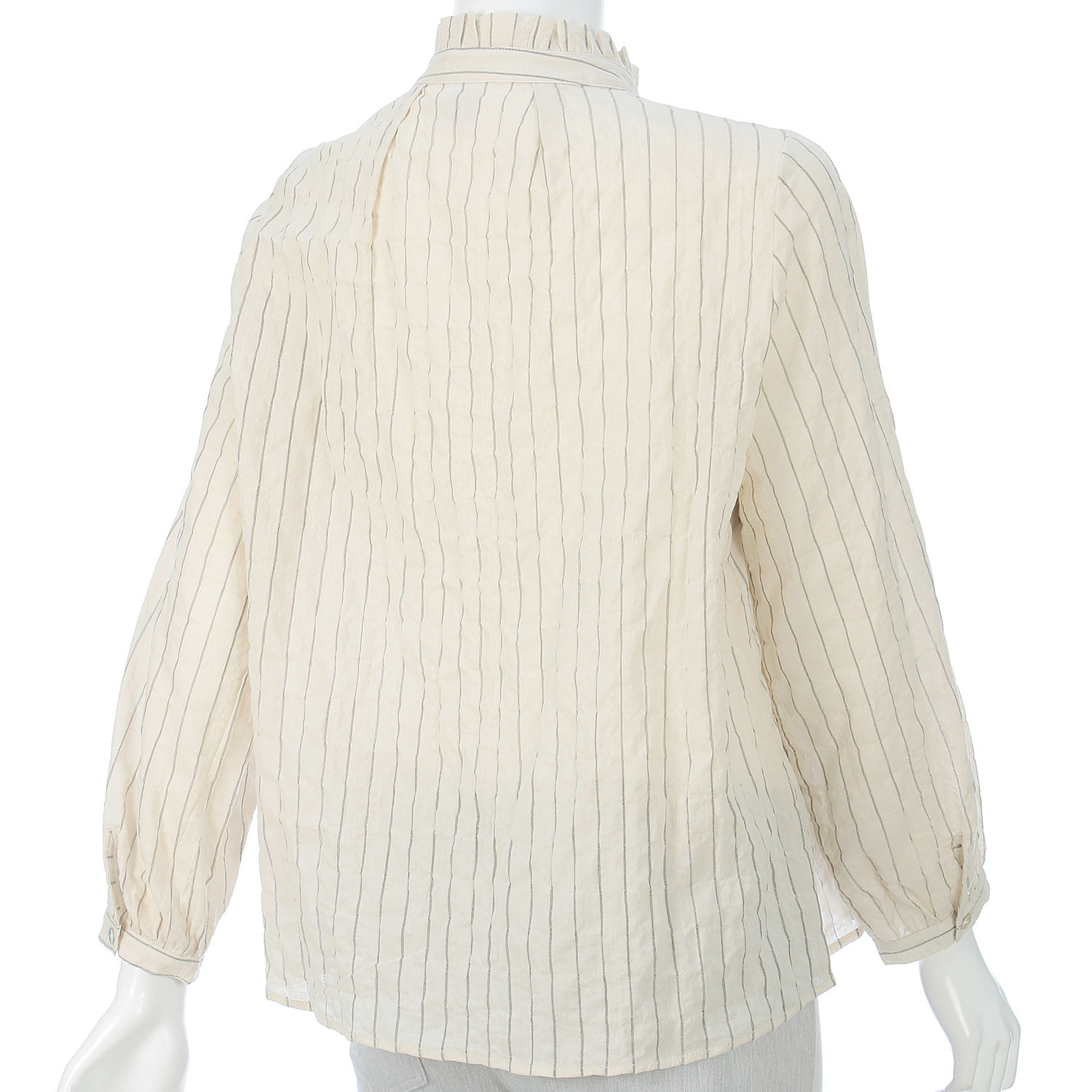 先染めアキハシャーリングストライプフリルブラウス - 画像5