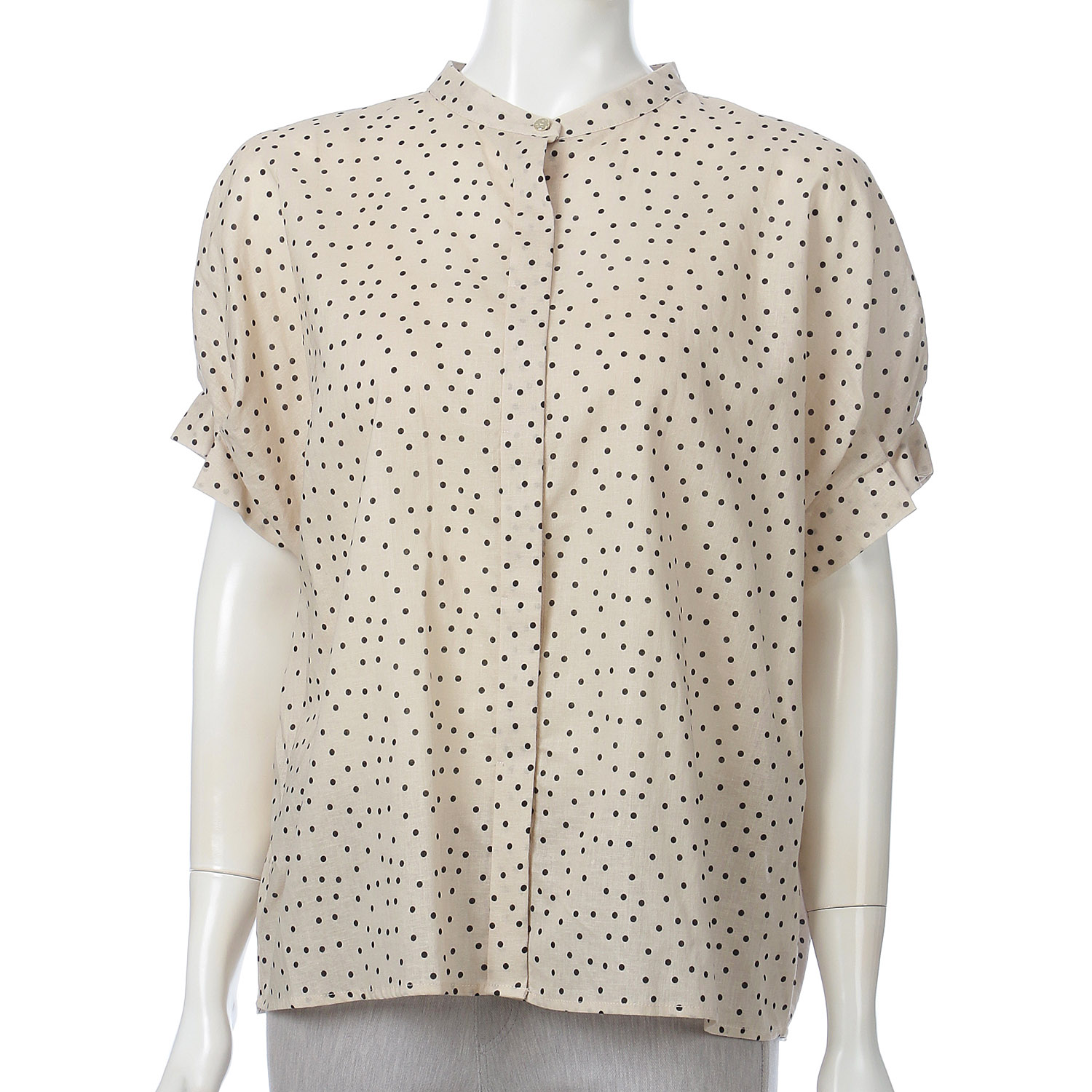 綿麻ドットプリントブラウス