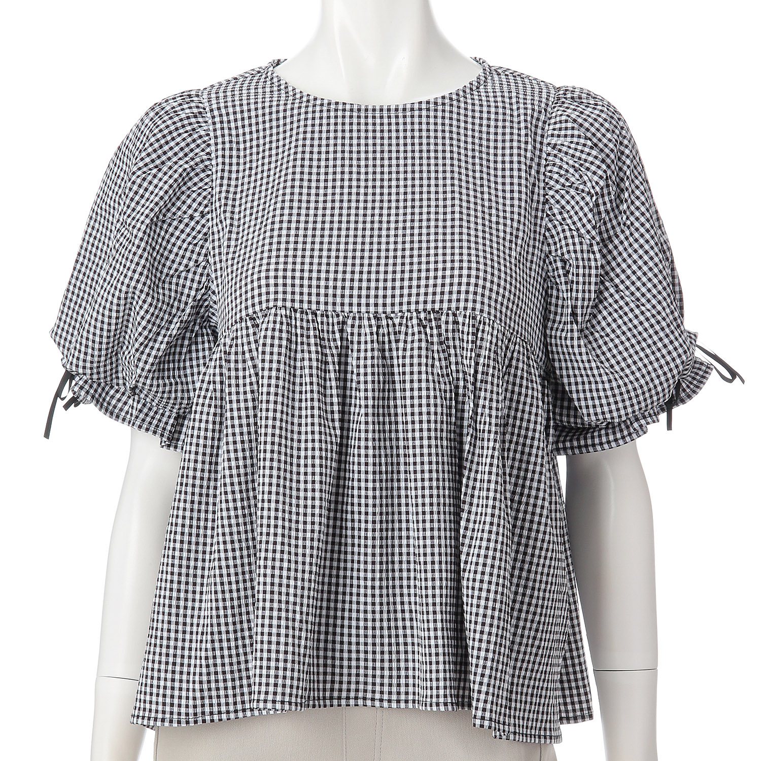 ギンガムパフスリーブプルオーバー - 画像2