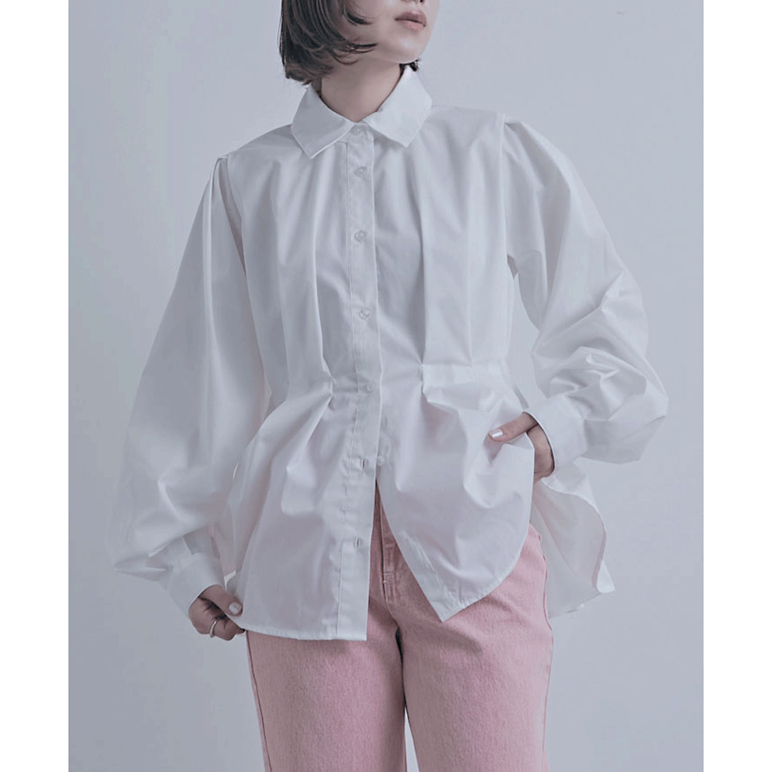 【ETONET限定 お取り寄せ】ウエストボリュームタックブラウス - 画像2