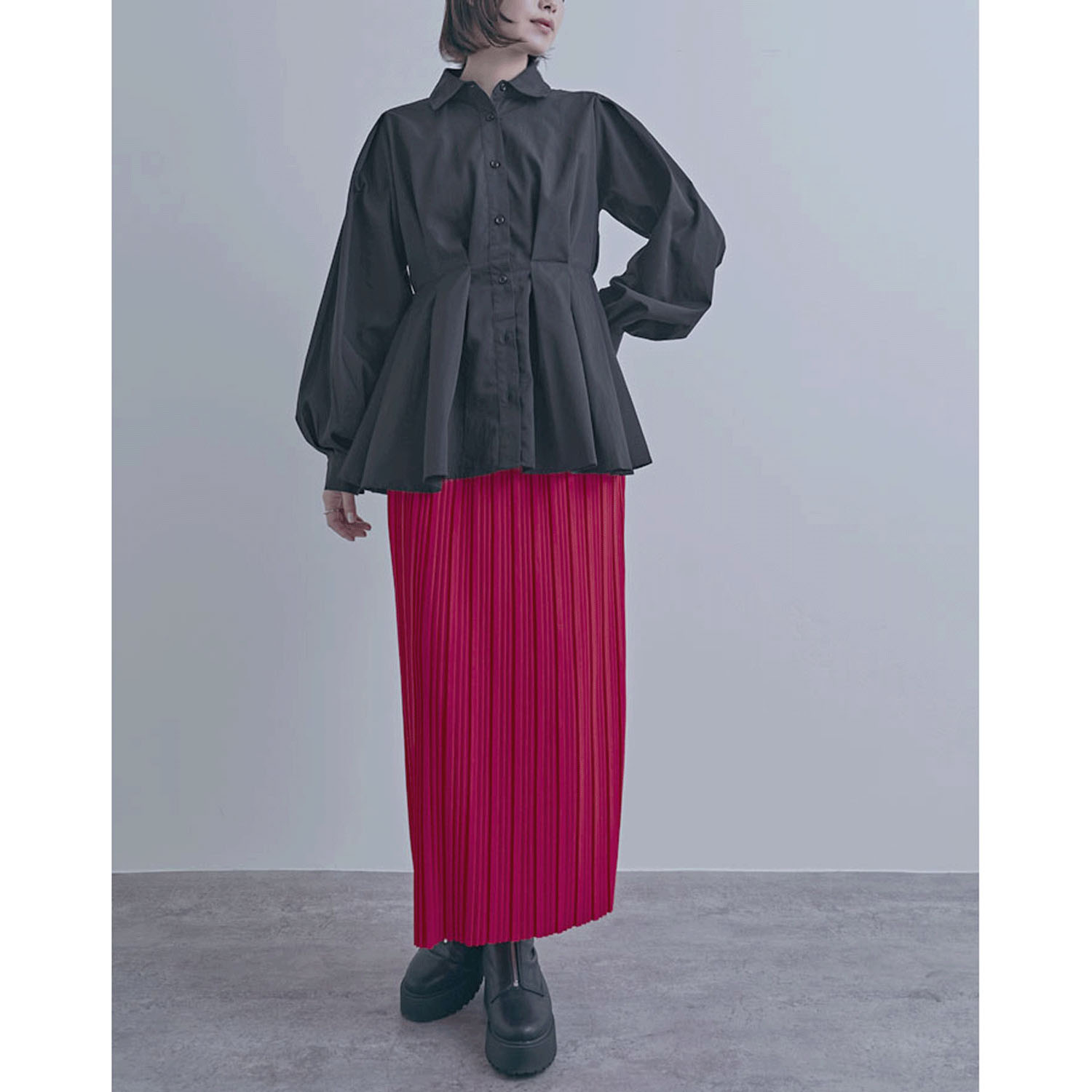 【ETONET限定 お取り寄せ】ウエストボリュームタックブラウス - 画像6