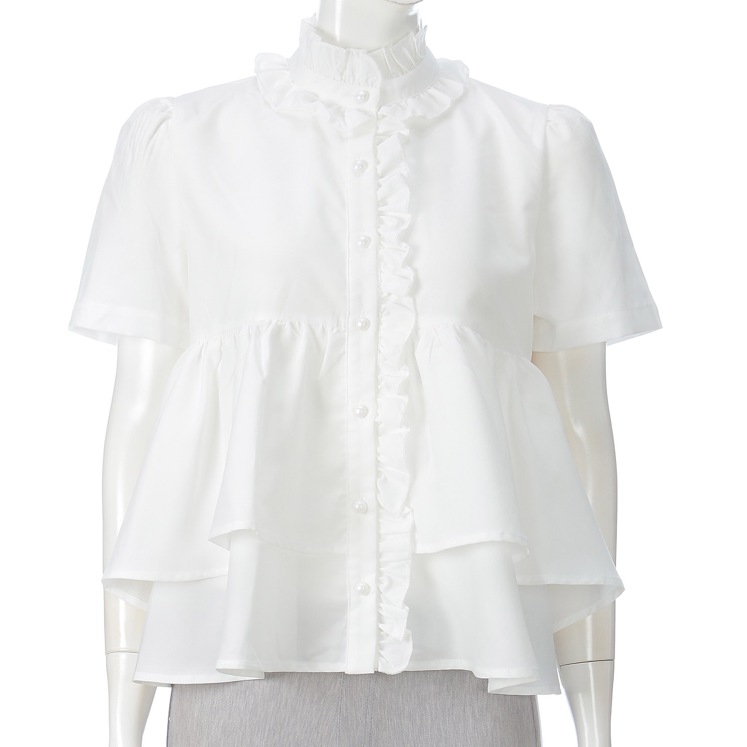 フリルネックブラウス - 画像3