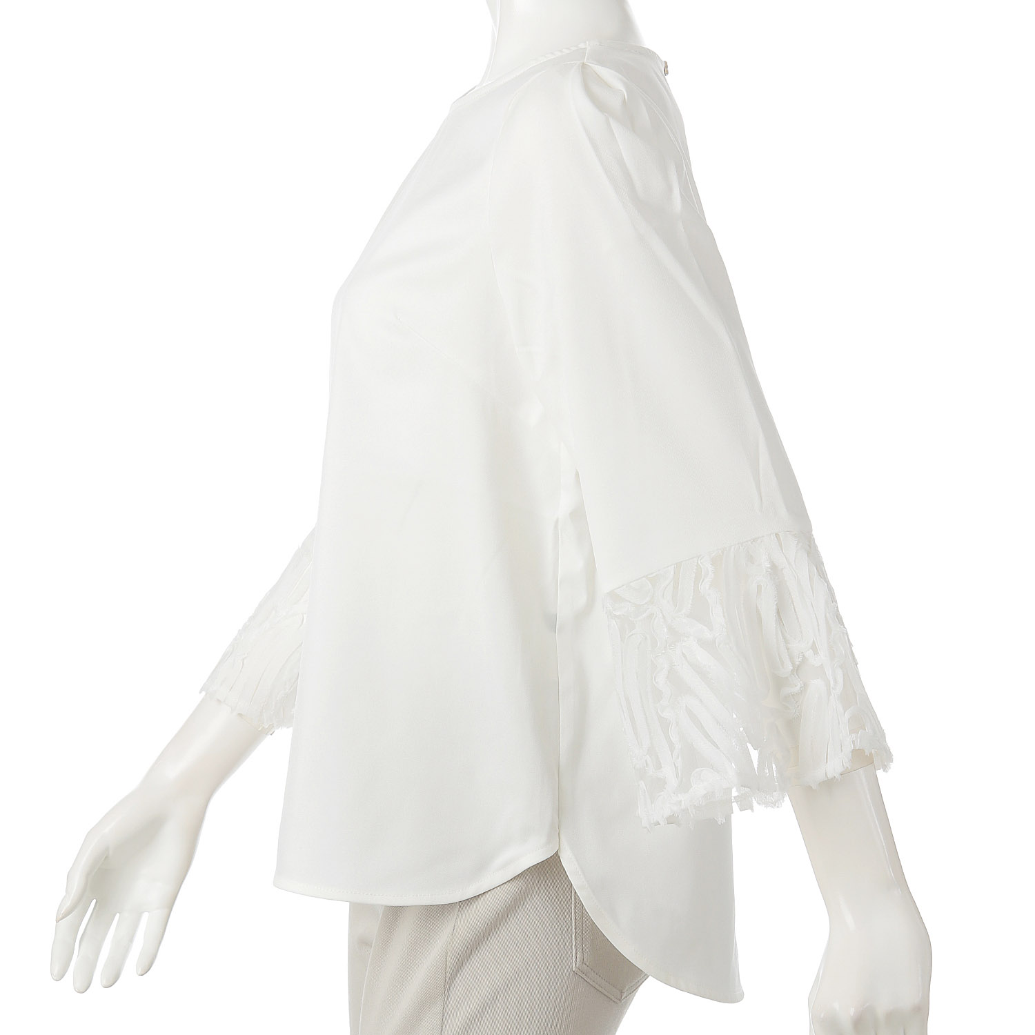 異素材切替スリーブブラウス - 画像4