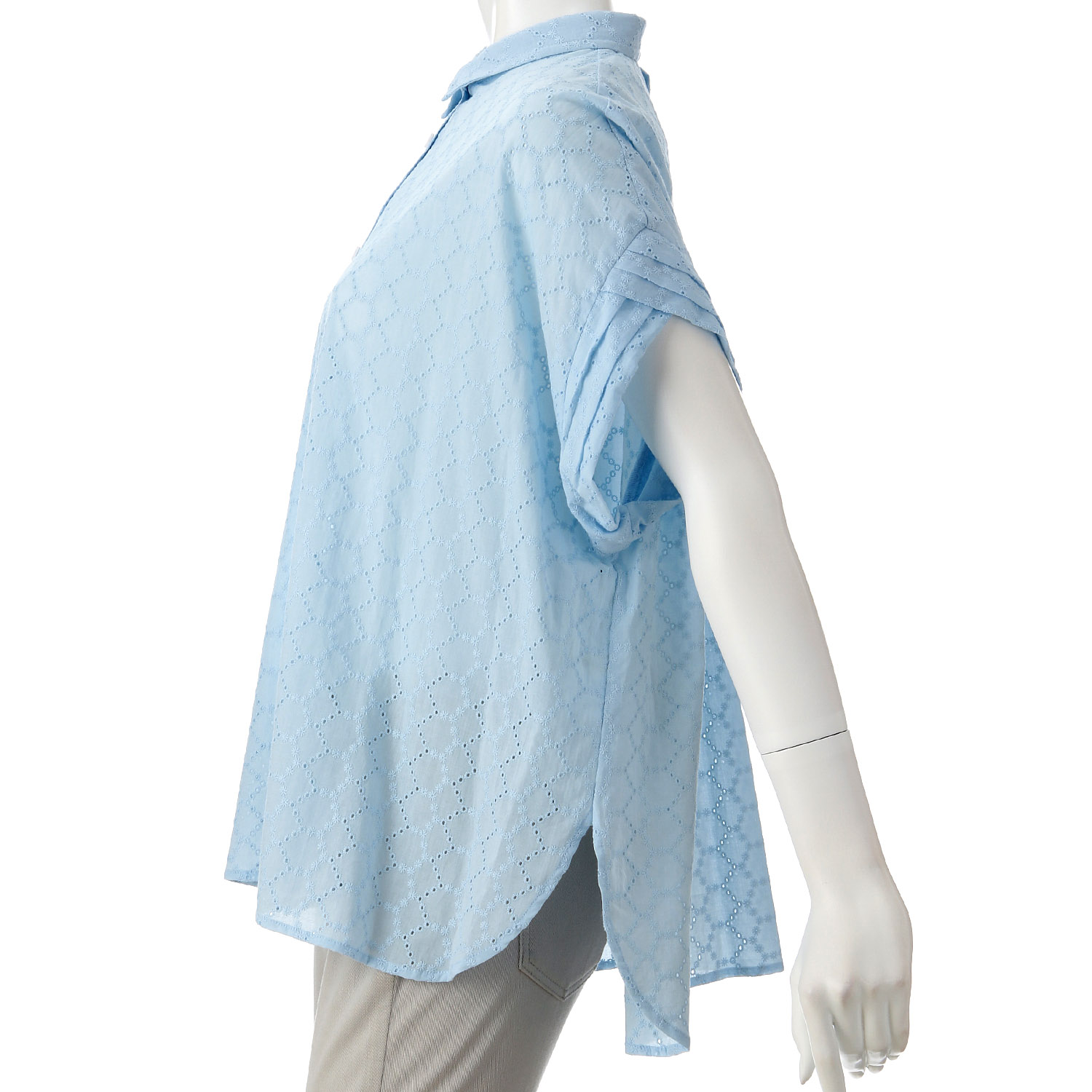 袖タック刺繍シャツ - 画像4