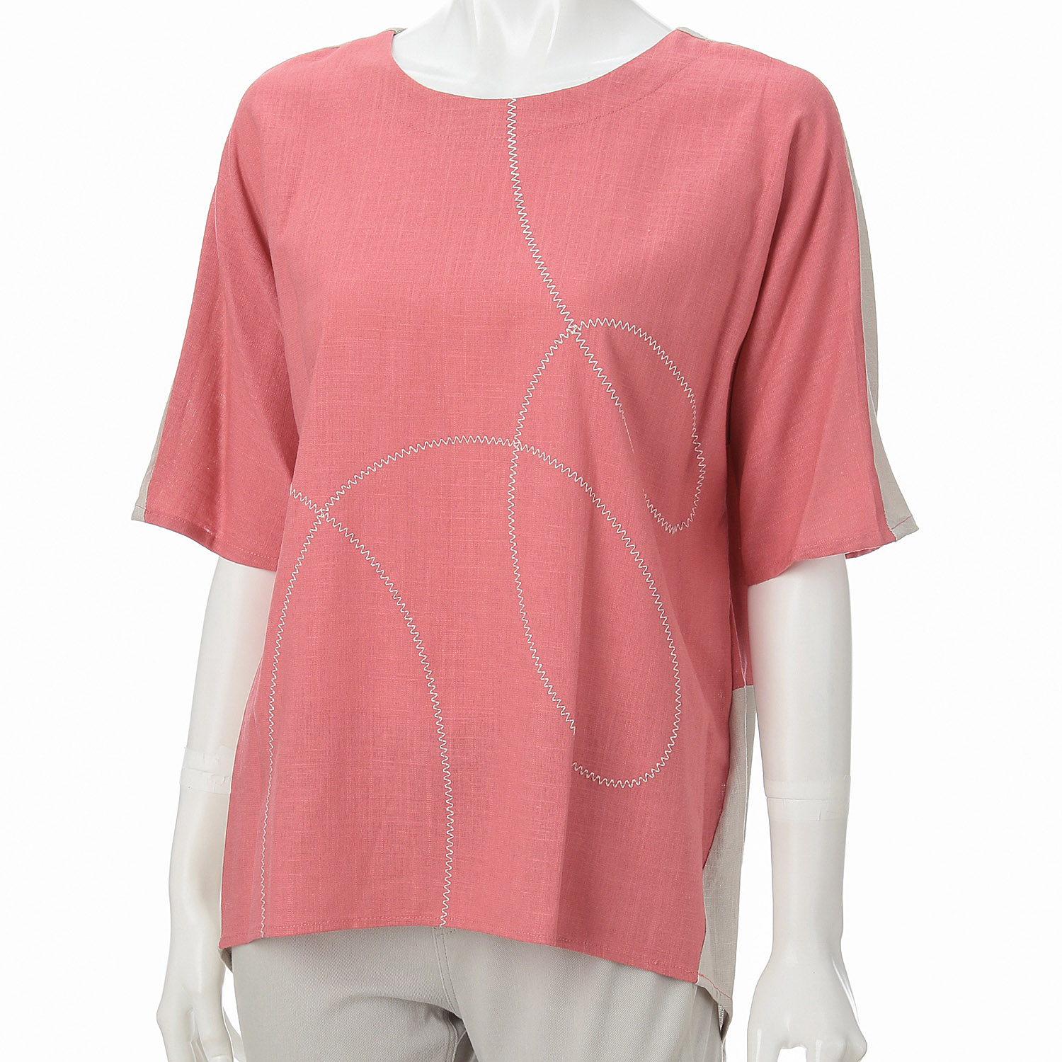 レーヨン混配色チュニック - 画像1