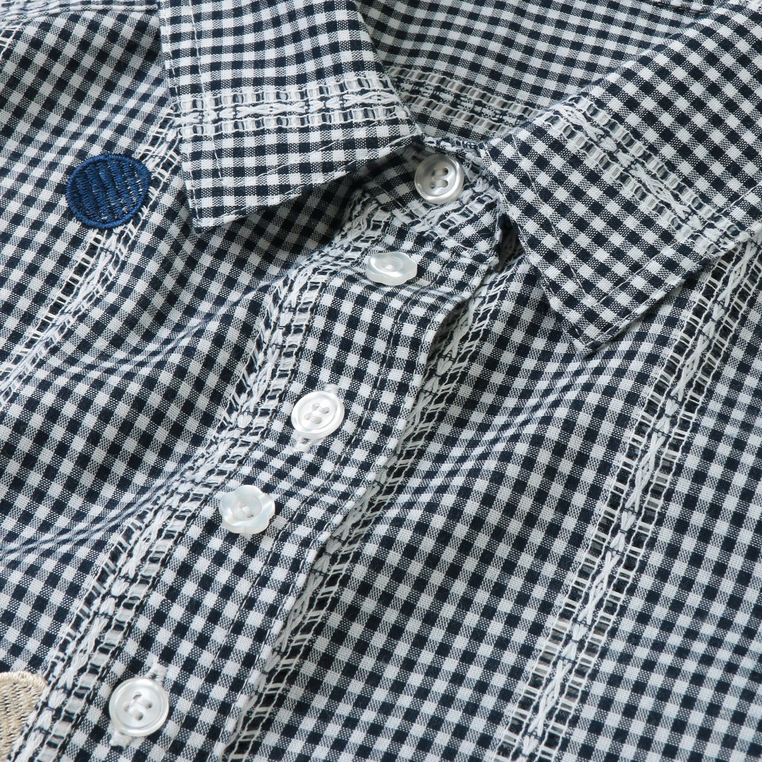 カラミチェック水玉刺繍ブラウス - 画像5