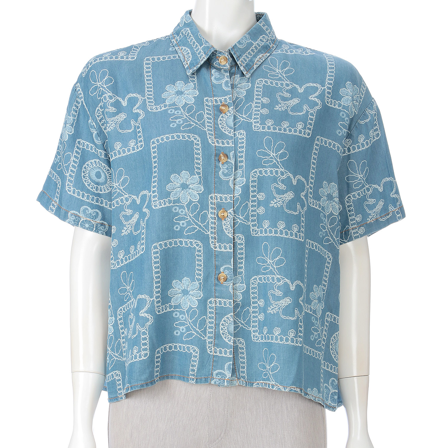 KhakiKoji ボタニカル刺繍調シャツ - 画像2