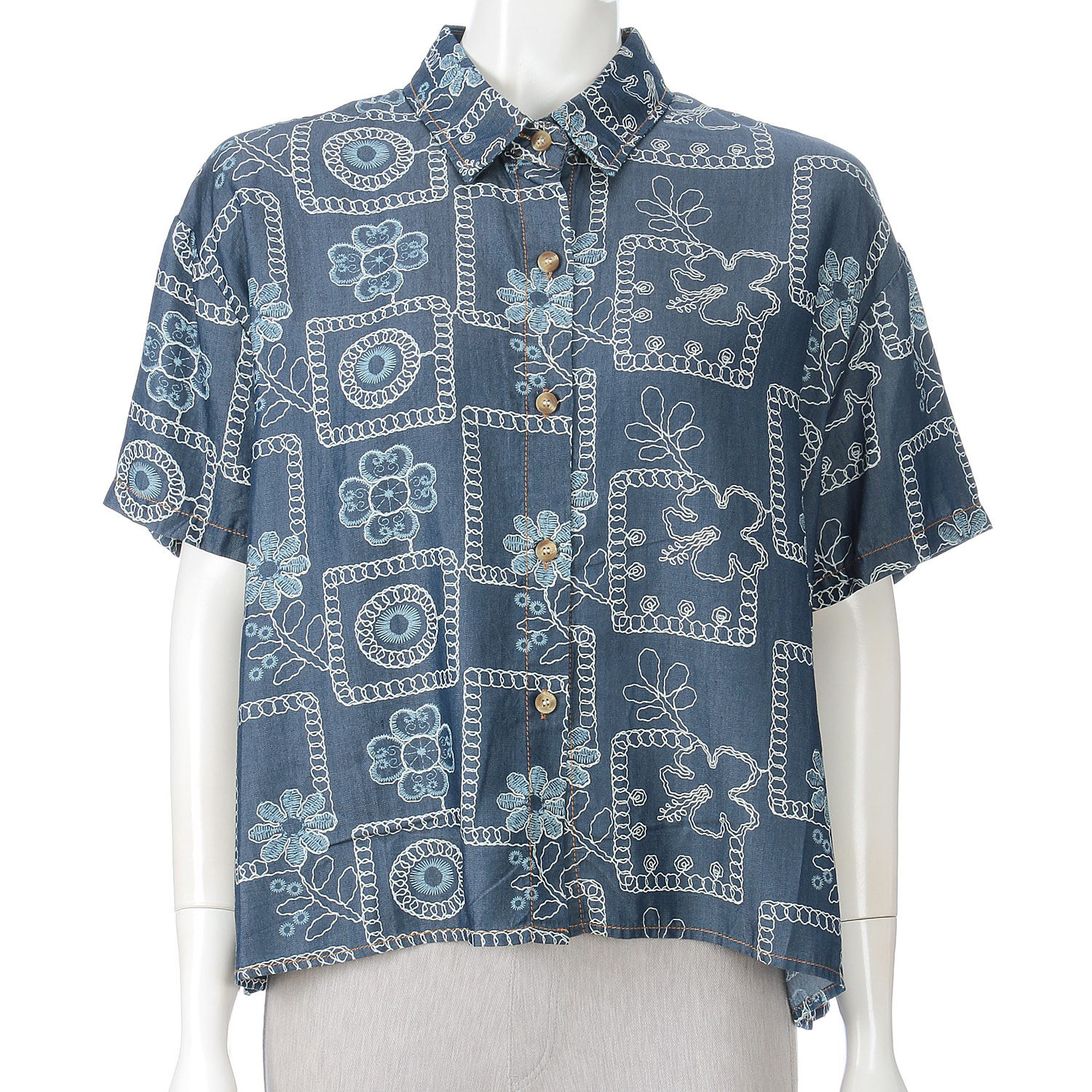 KhakiKoji ボタニカル刺繍調シャツ - 画像3