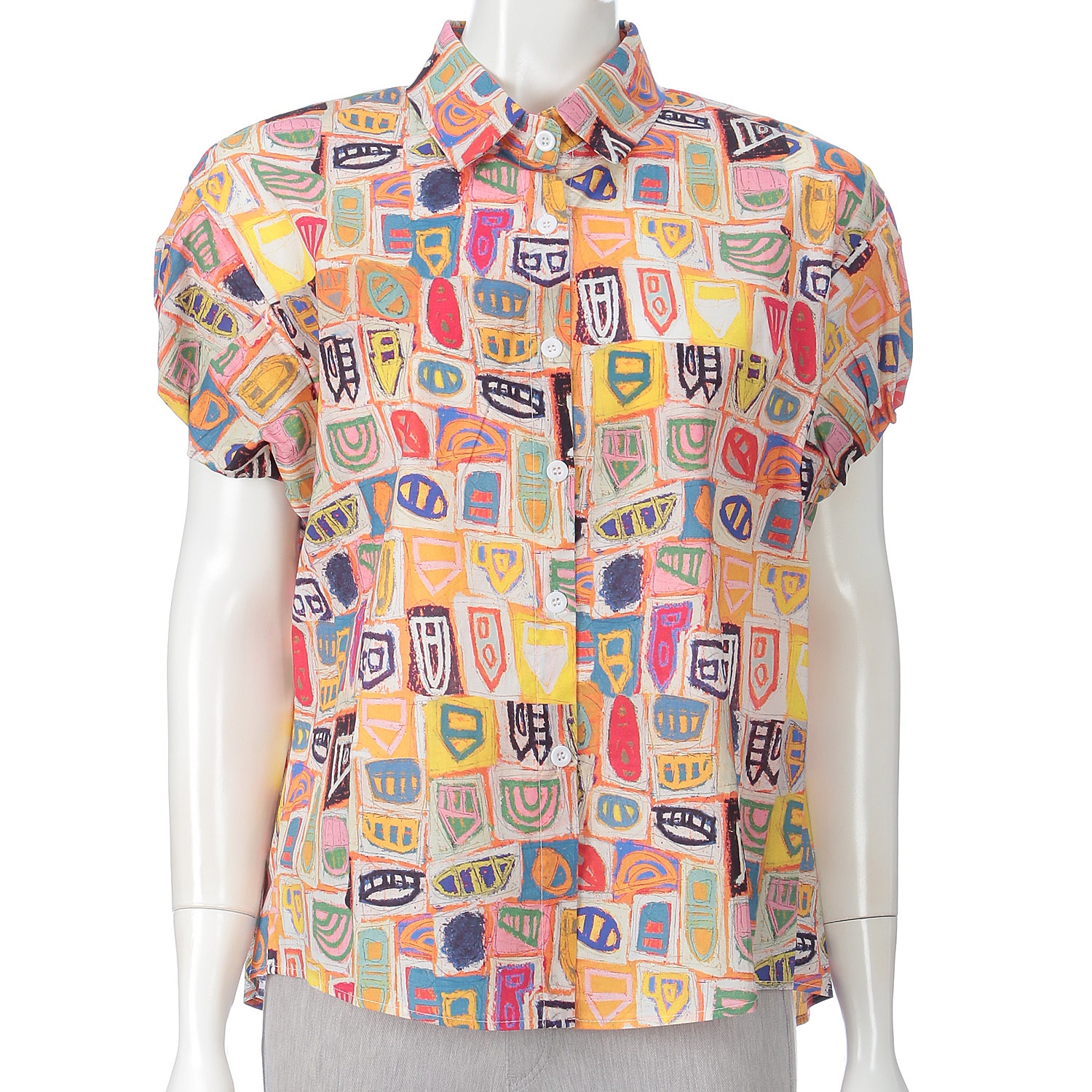 KhakiKoji 幾何学アートプリントシャツ