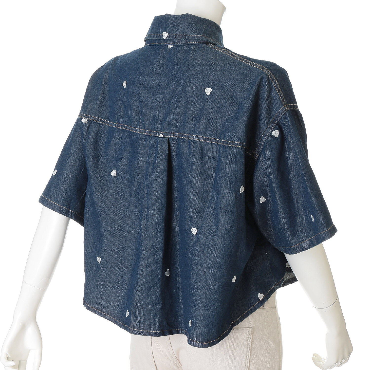 VERITE ハート刺繍デニムブラウス - 画像3