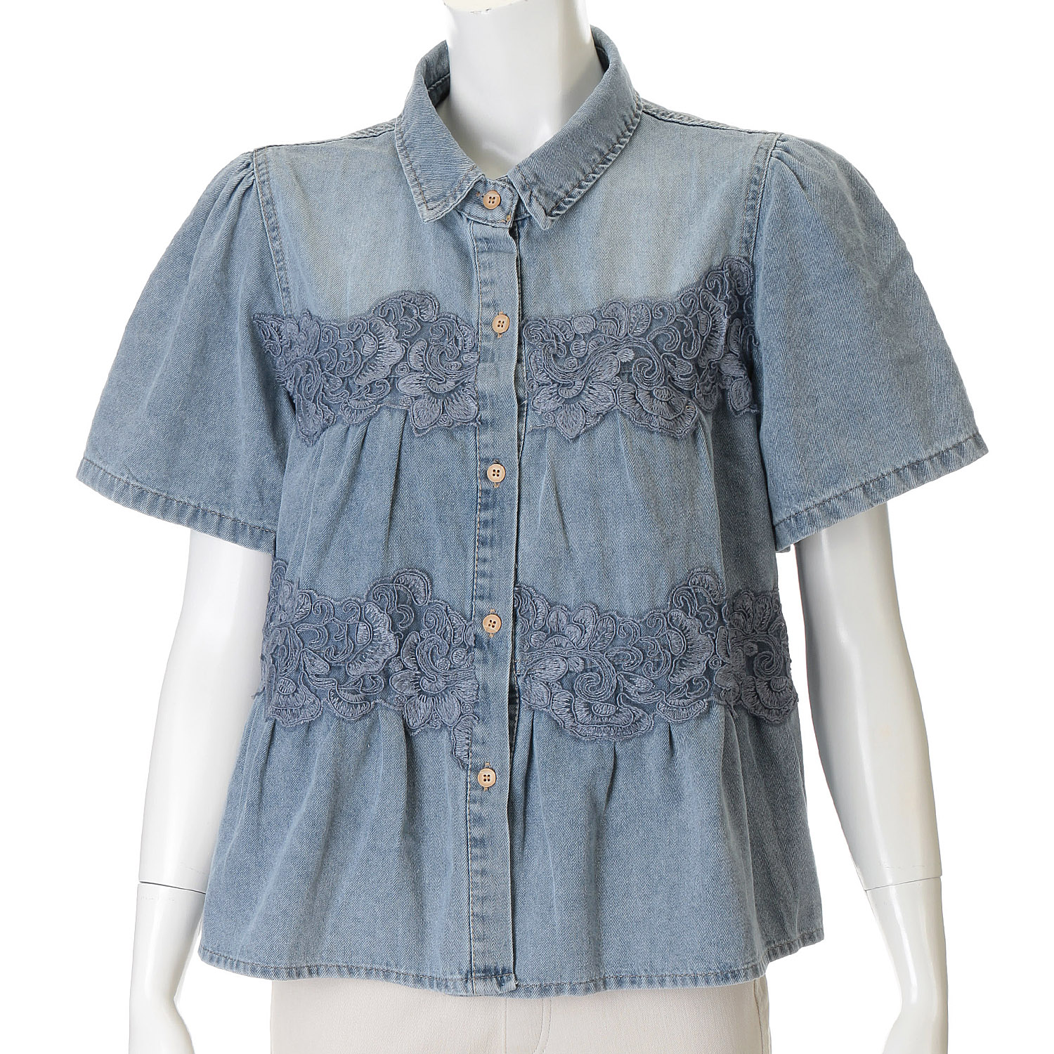 VERITE ティアードデニムブラウス