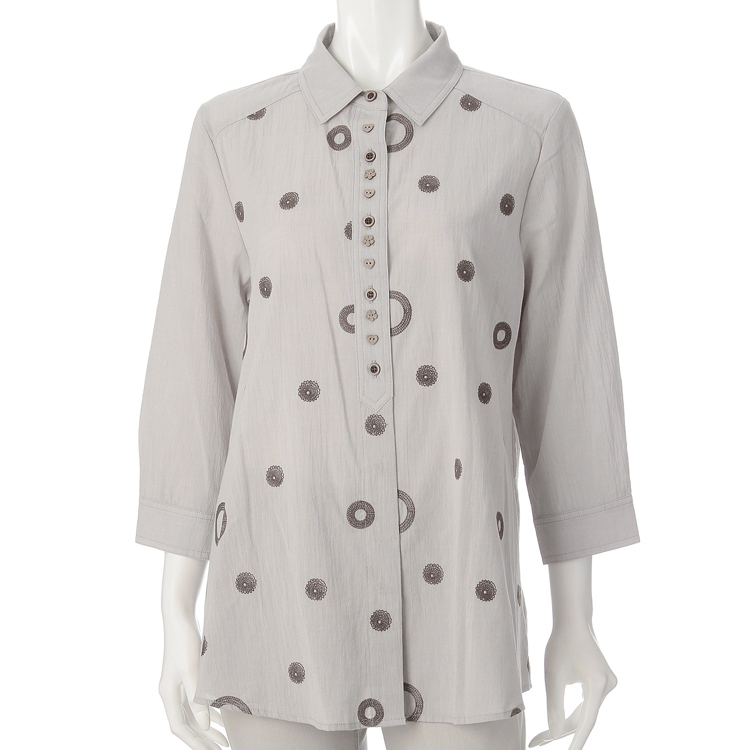 綿シャンブレー刺繍ブラウス - 画像4