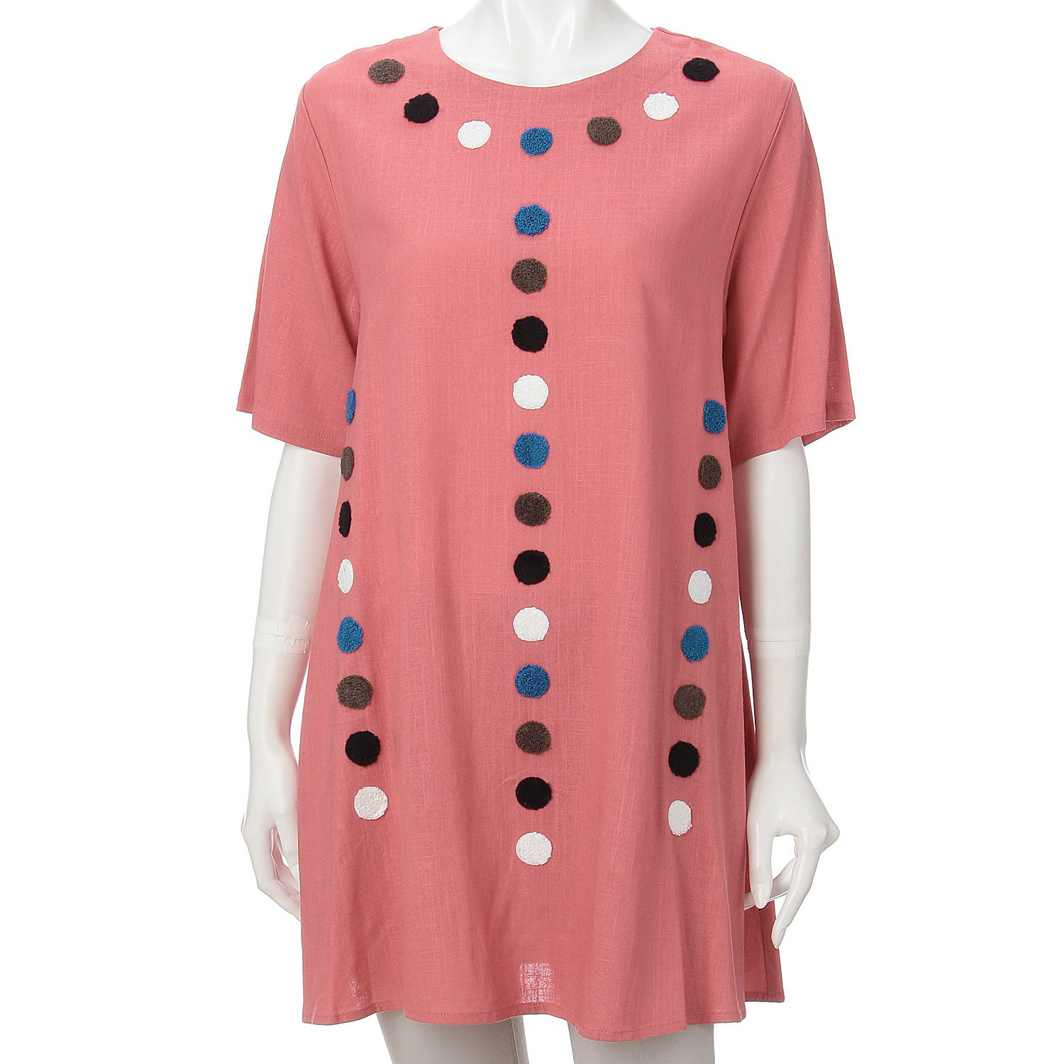 レーヨン混水玉刺繍チュニック