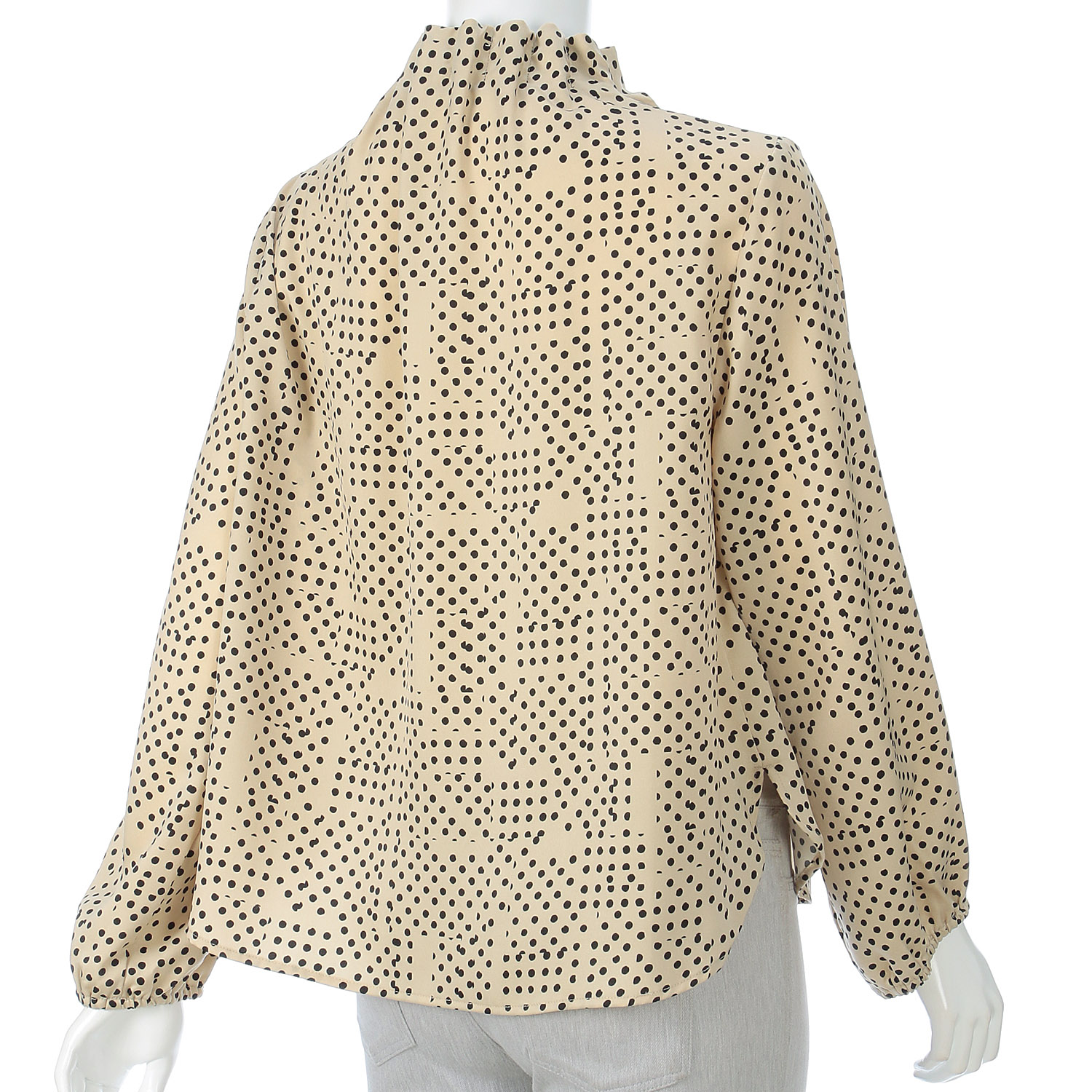 ドットプリントスタンドカラーブラウス - 画像2