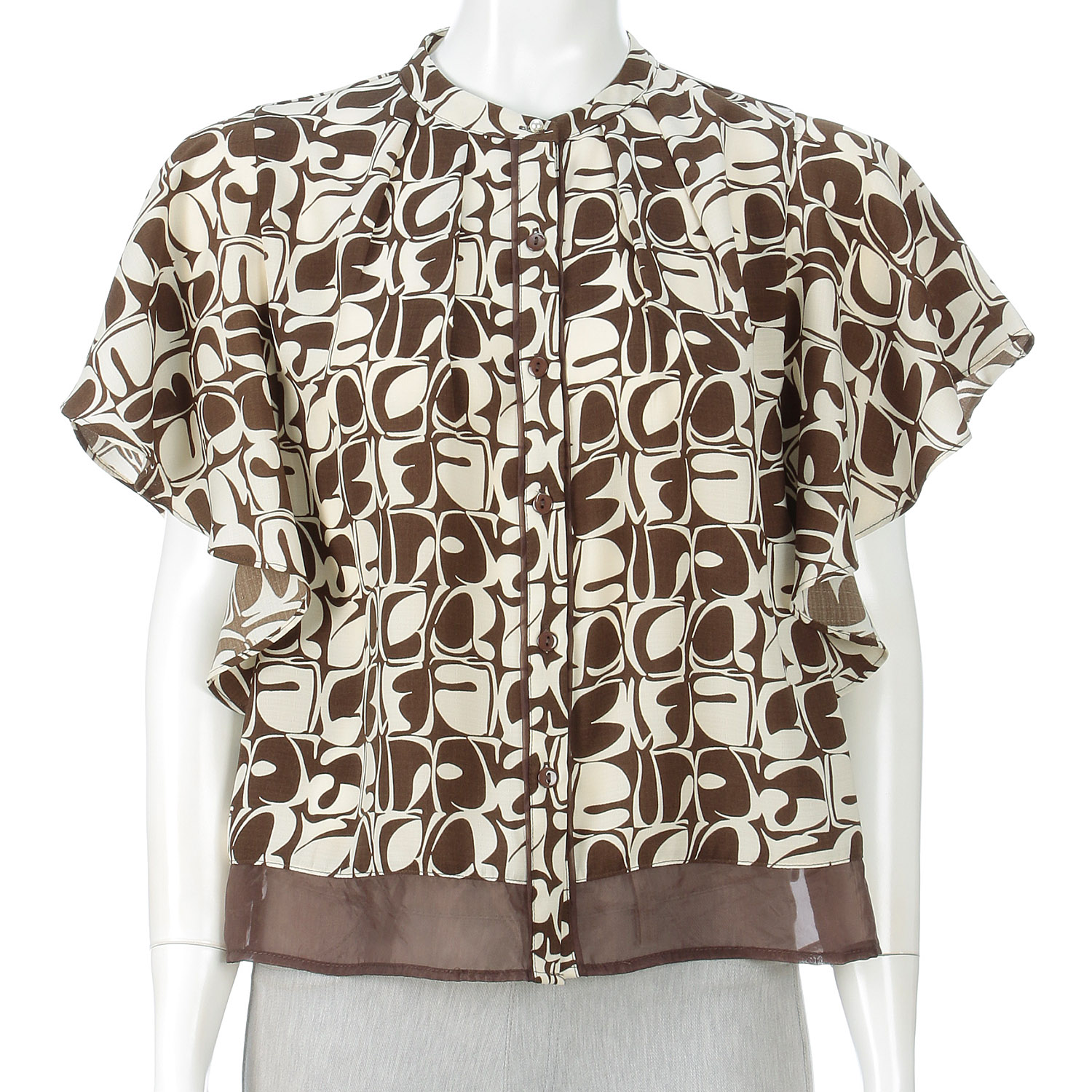 幾何プリントドレープスリーブブラウス