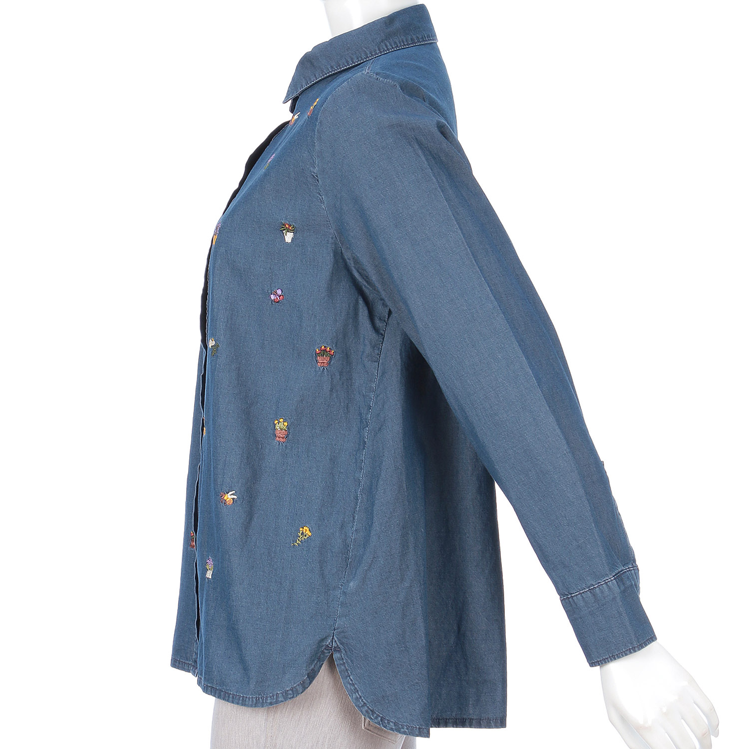 デニム刺繍BL（植木鉢花柄） - 画像3