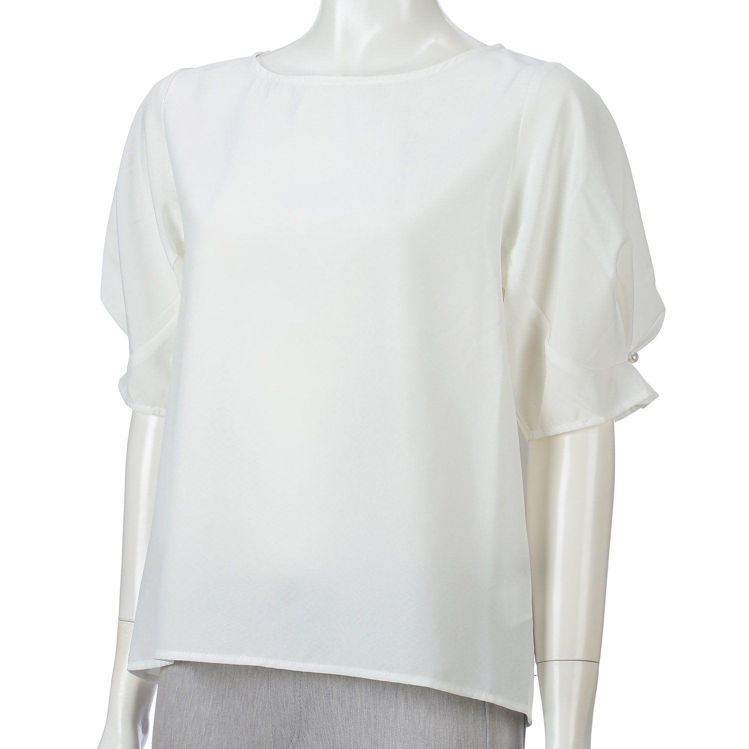 リネンライク袖パールブラウス - 画像4