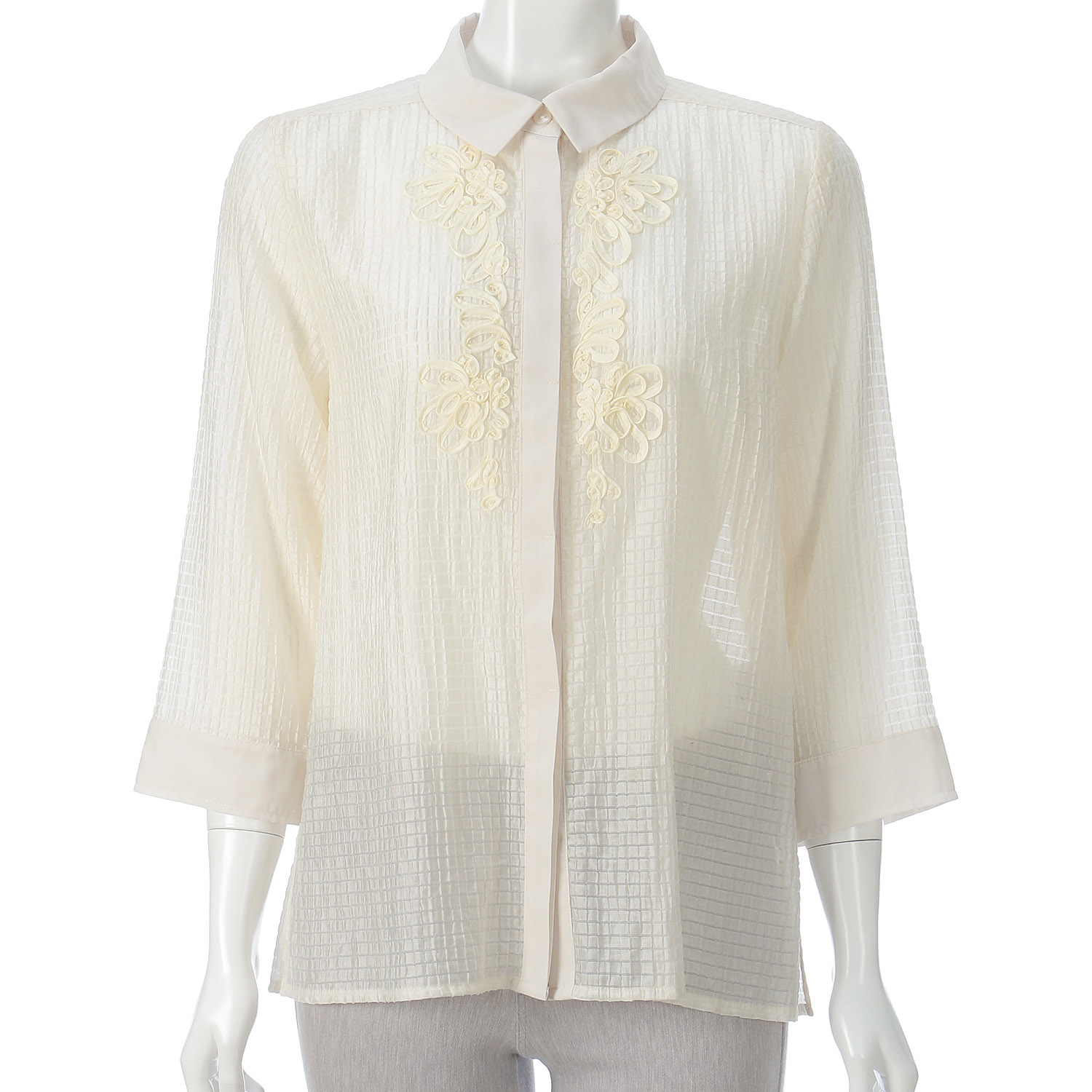 コード刺繍シャドーブラウス