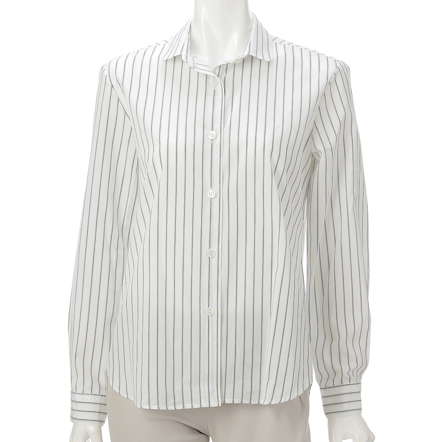 ストライプシャツ 丸襟