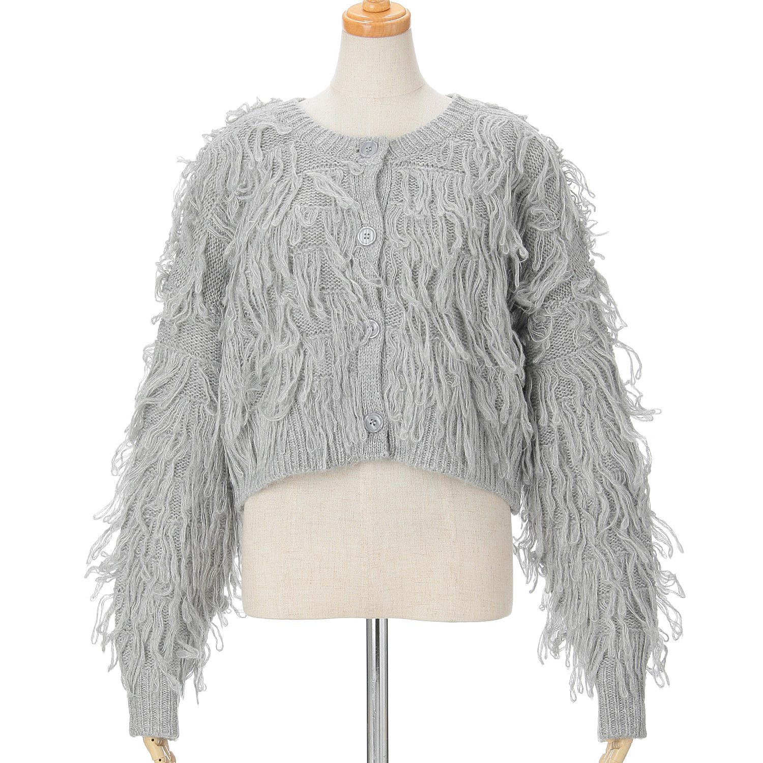 【お取寄せ】トリプルルンド モヘアタッチループフリンジカーディガン - 画像2