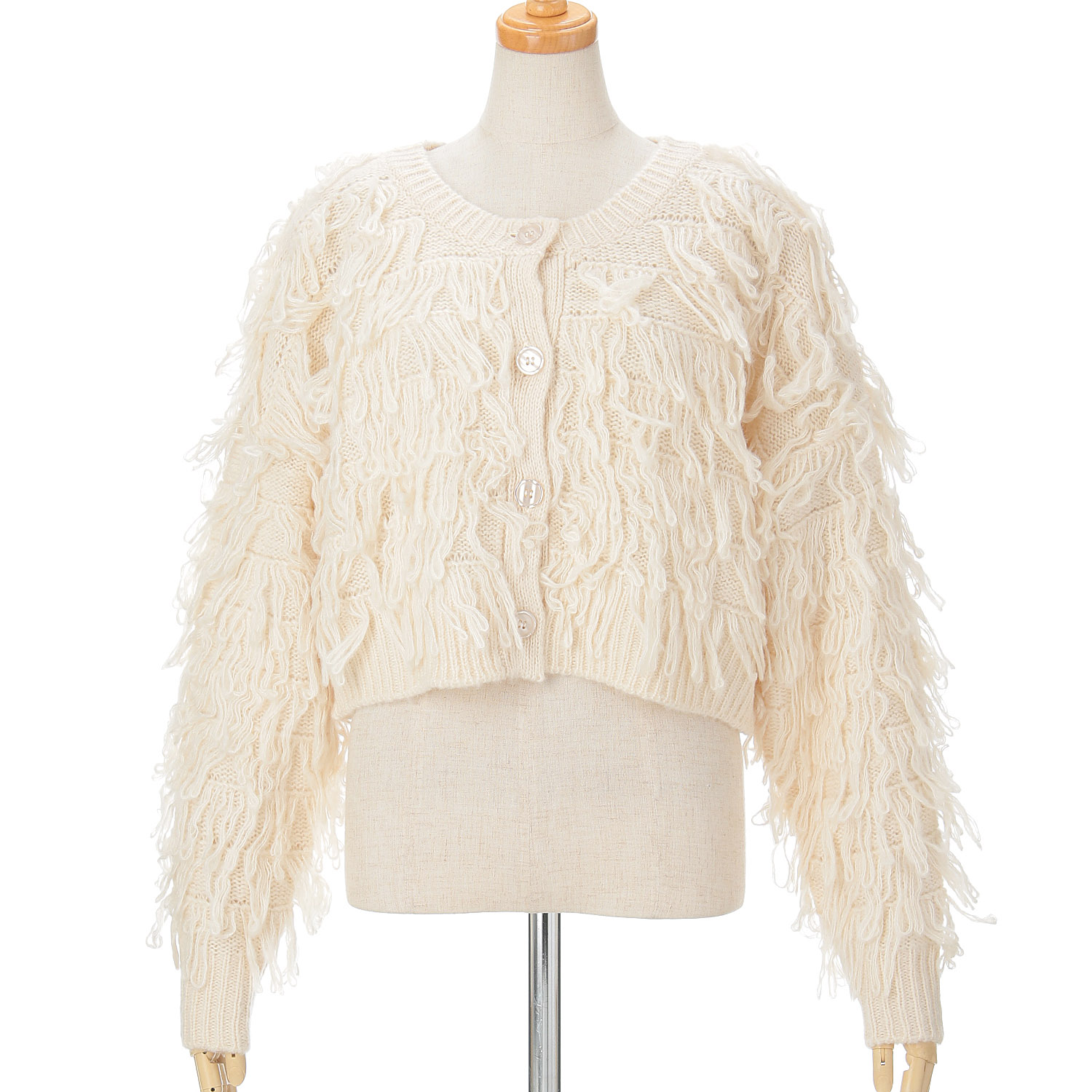 【お取寄せ】トリプルルンド モヘアタッチループフリンジカーディガン - 画像4