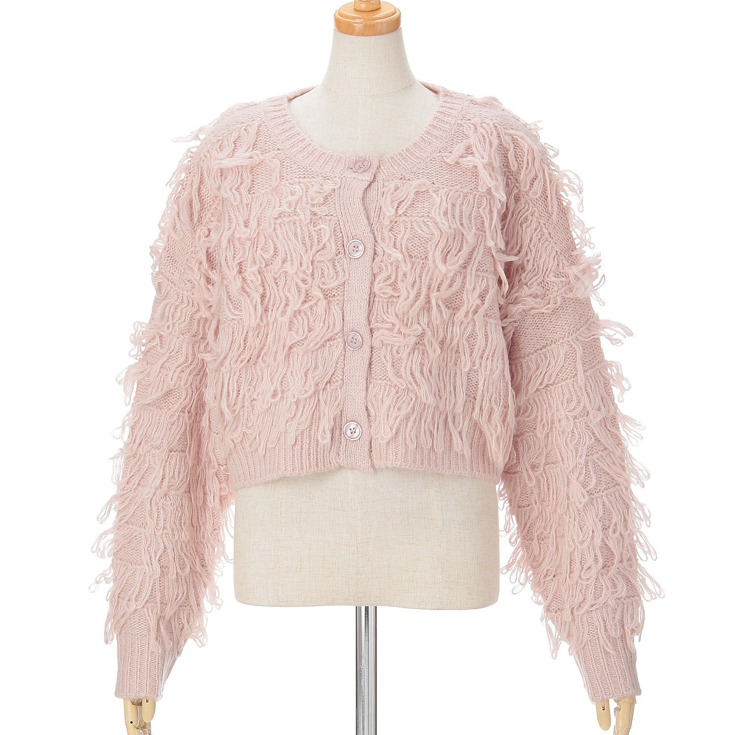 【お取寄せ】トリプルルンド モヘアタッチループフリンジカーディガン - 画像5