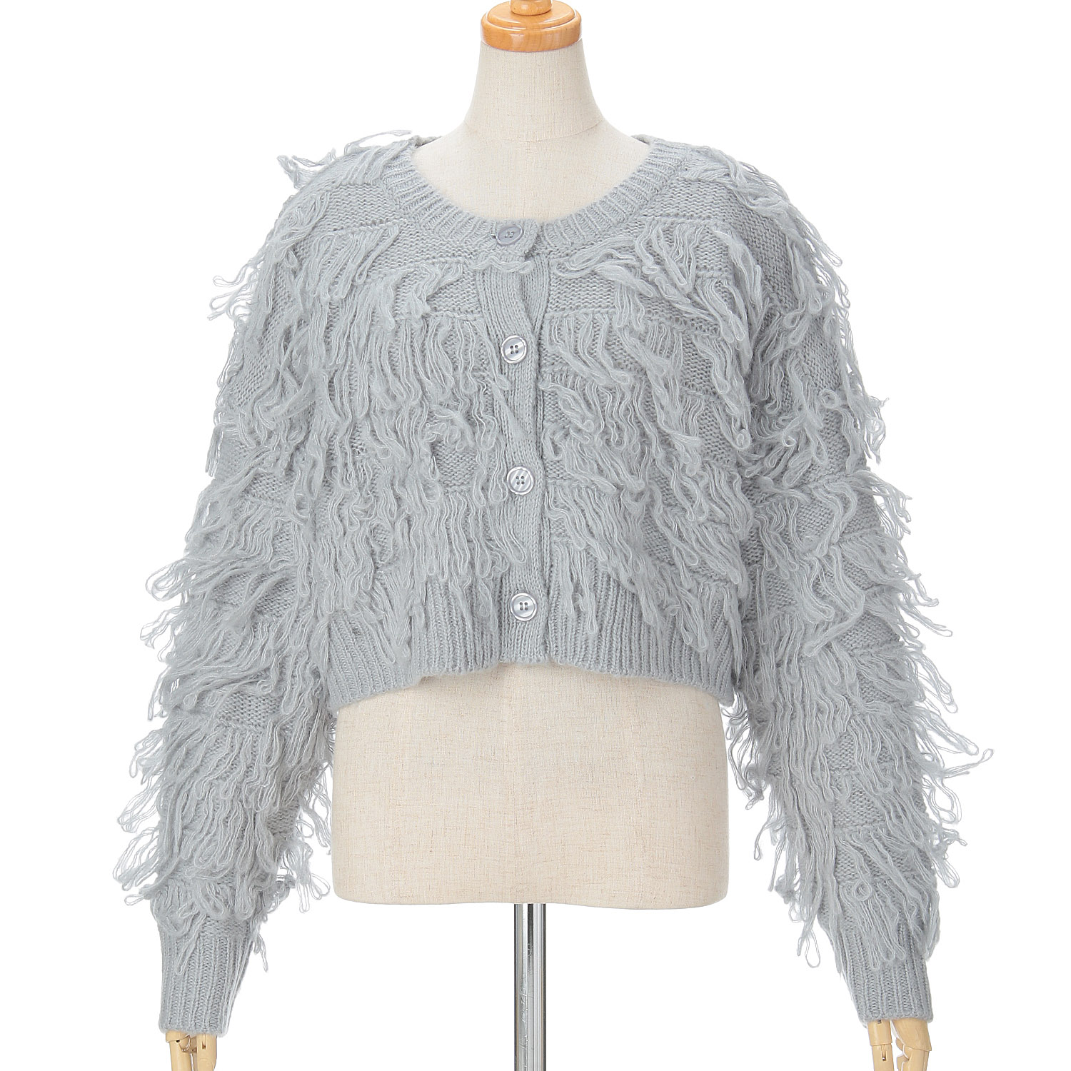 【お取寄せ】トリプルルンド モヘアタッチループフリンジカーディガン - 画像8