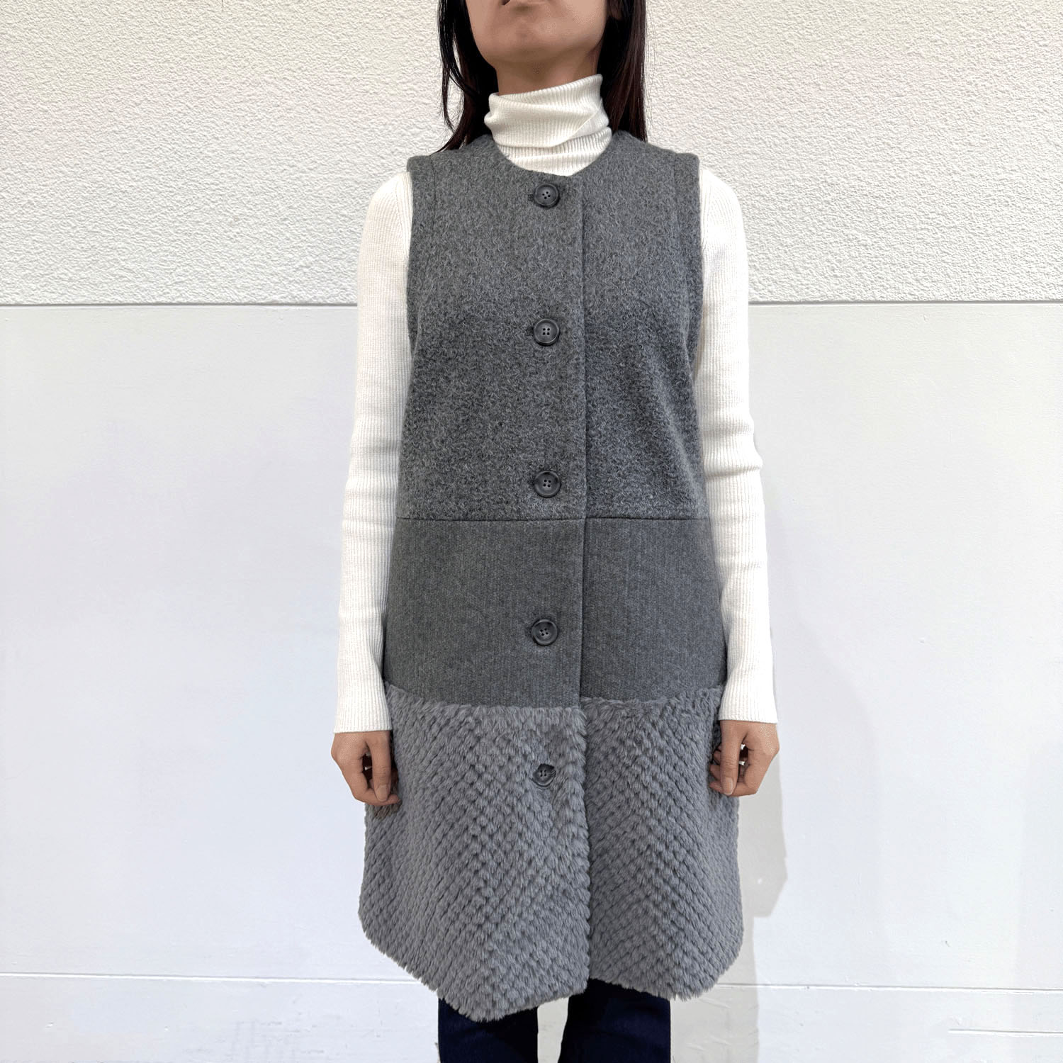 三段切替ロングベスト