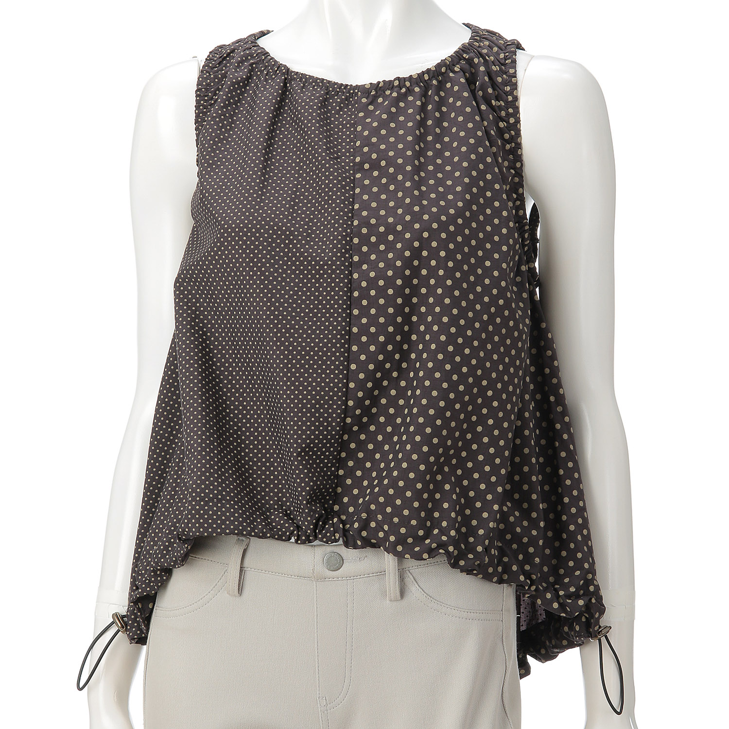 ドット柄ギャザーベスト