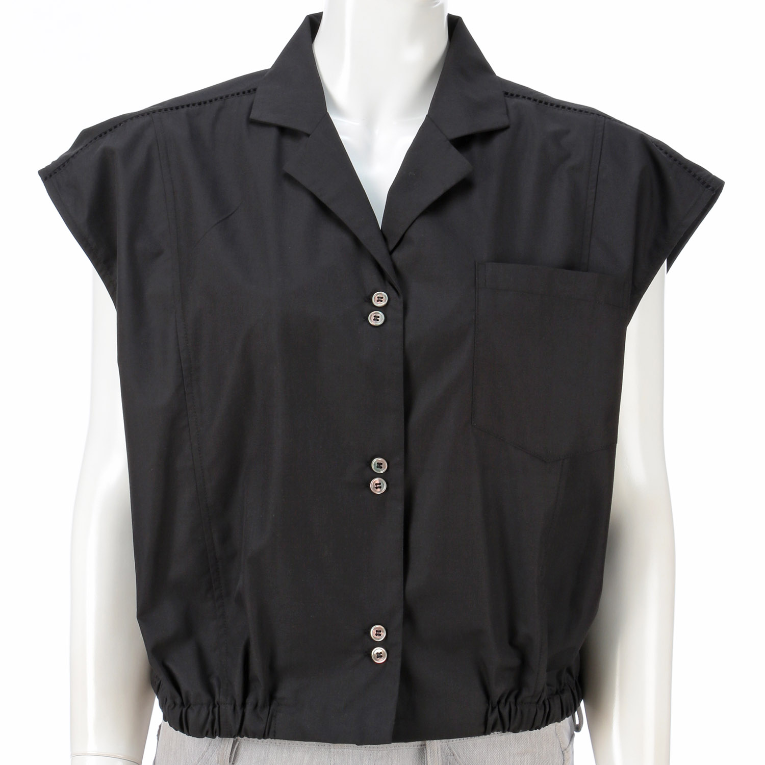 ハシゴレースアクセントノースリーブブラウス